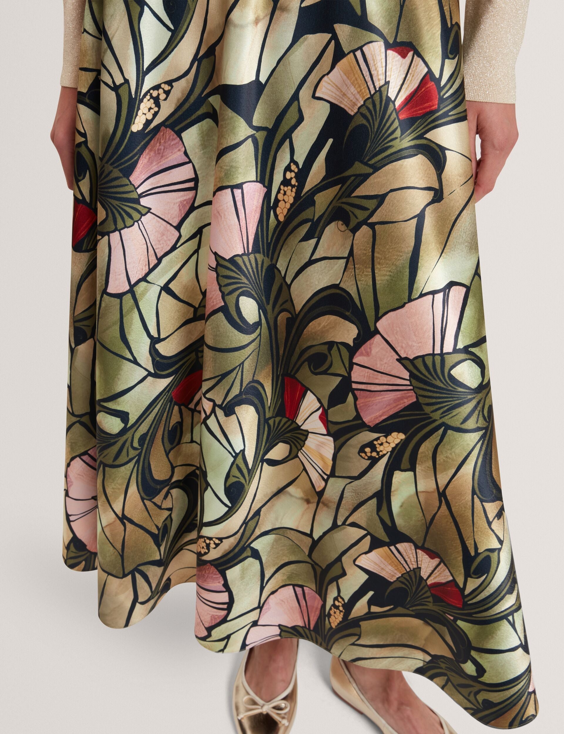Ted Baker Alhie Mirrored Print Satin Midi Full Skirt Women's