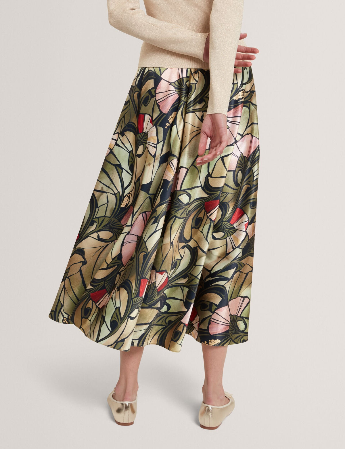 Ted Baker Alhie Mirrored Print Satin Midi Full Skirt Women's