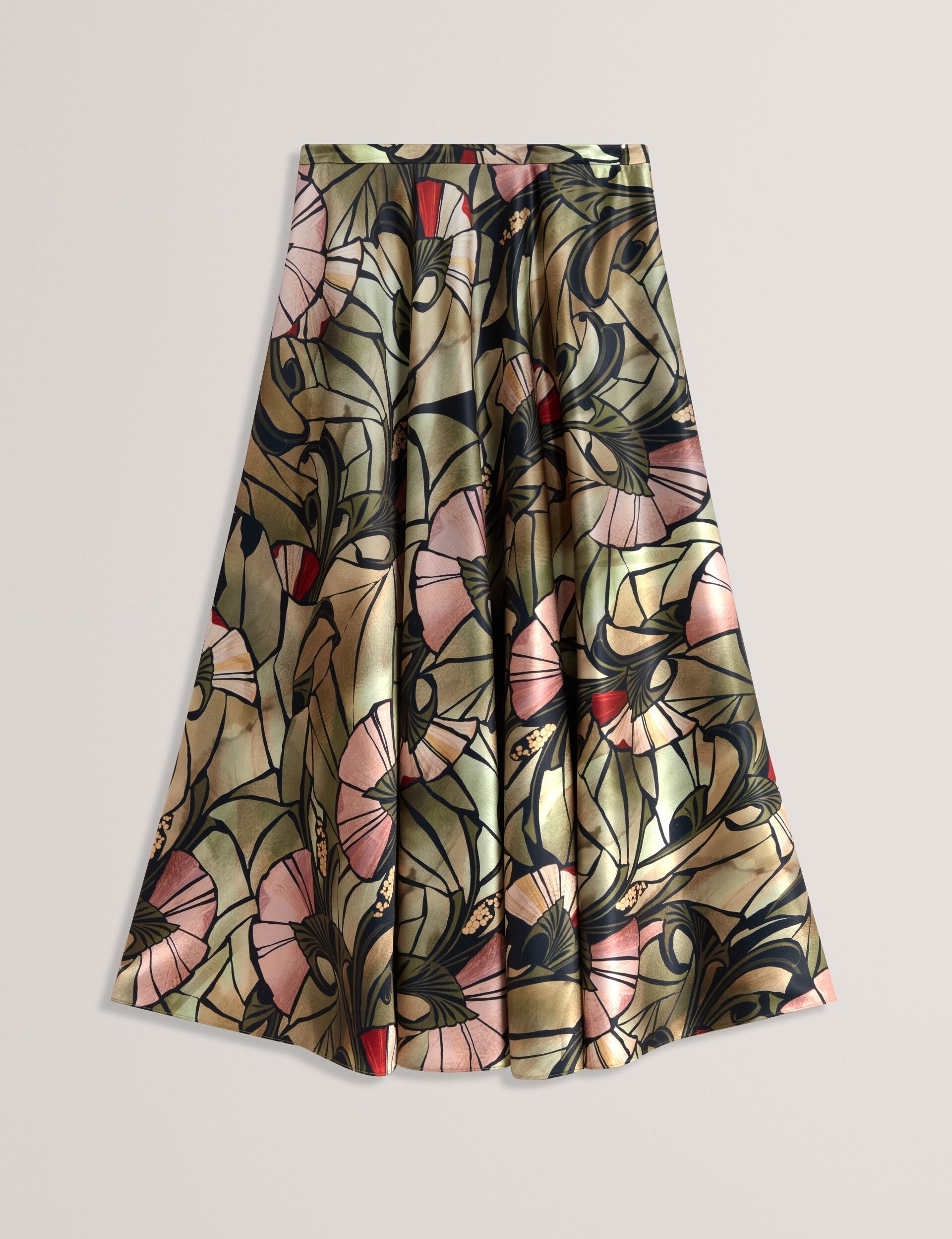 Ted Baker Alhie Mirrored Print Satin Midi Full Skirt Women's