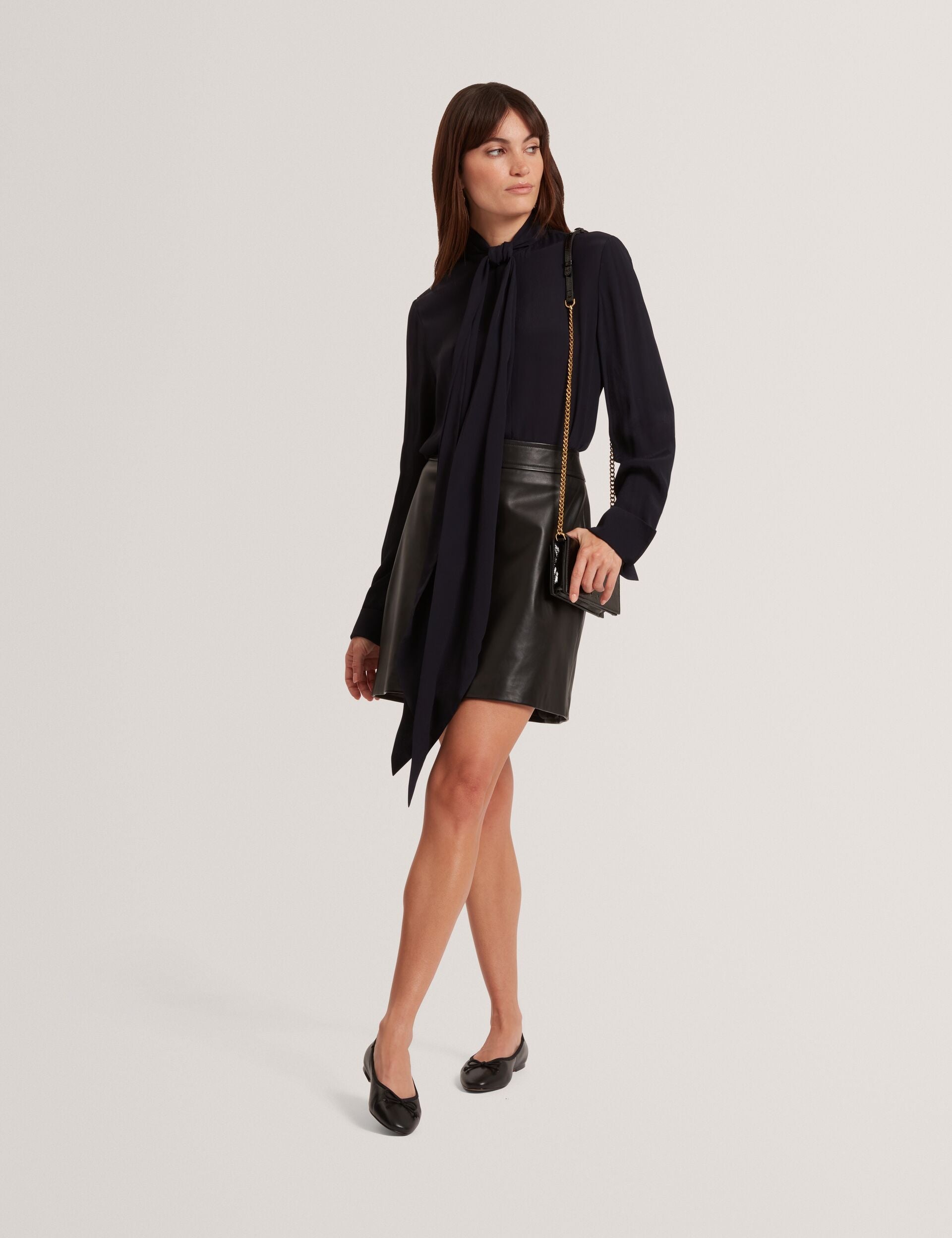 Ted Baker Vikta Leather Panelled Aline Mini Skirt Women's