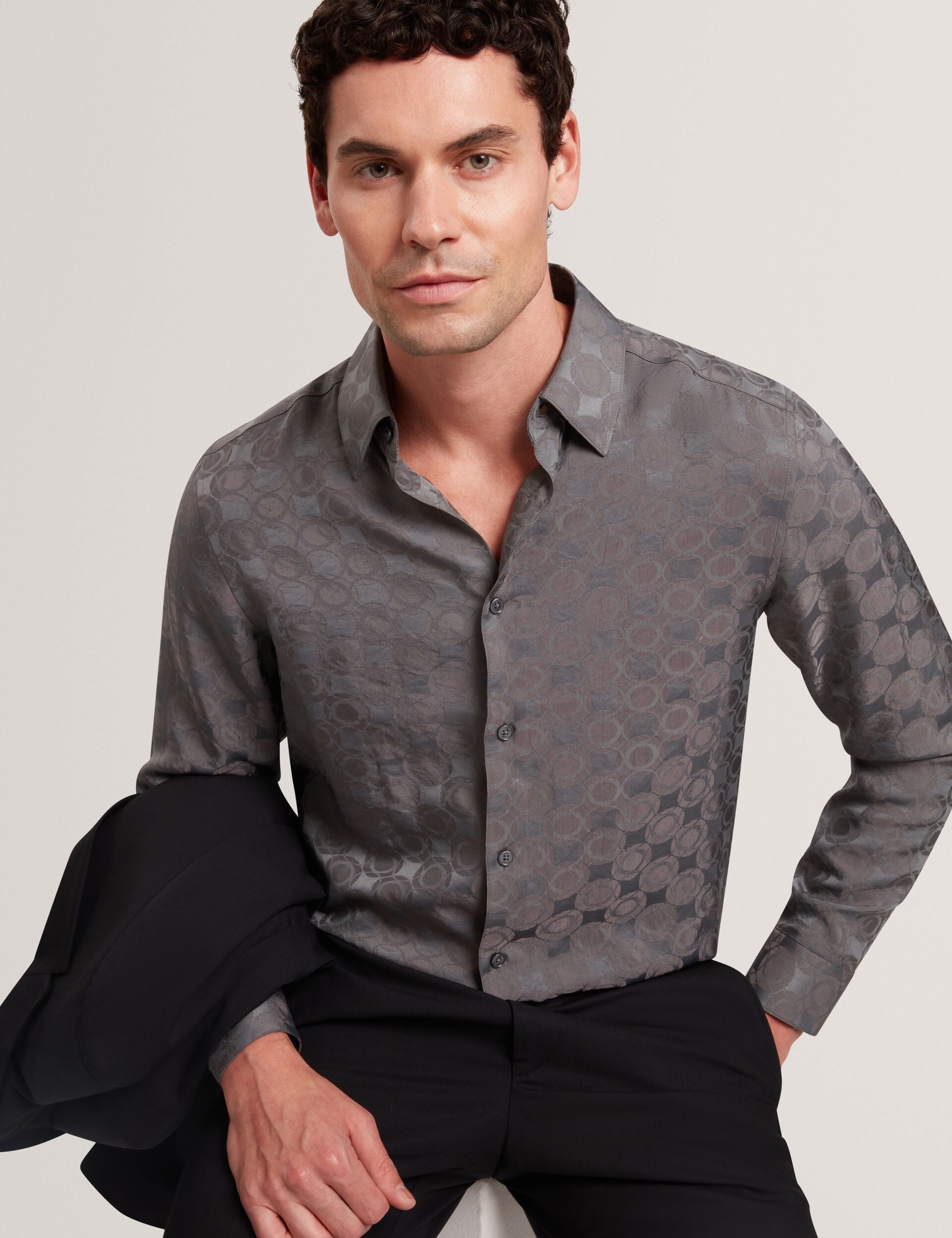 Ted Baker Farax Geometric Crinkled Texture Shirt