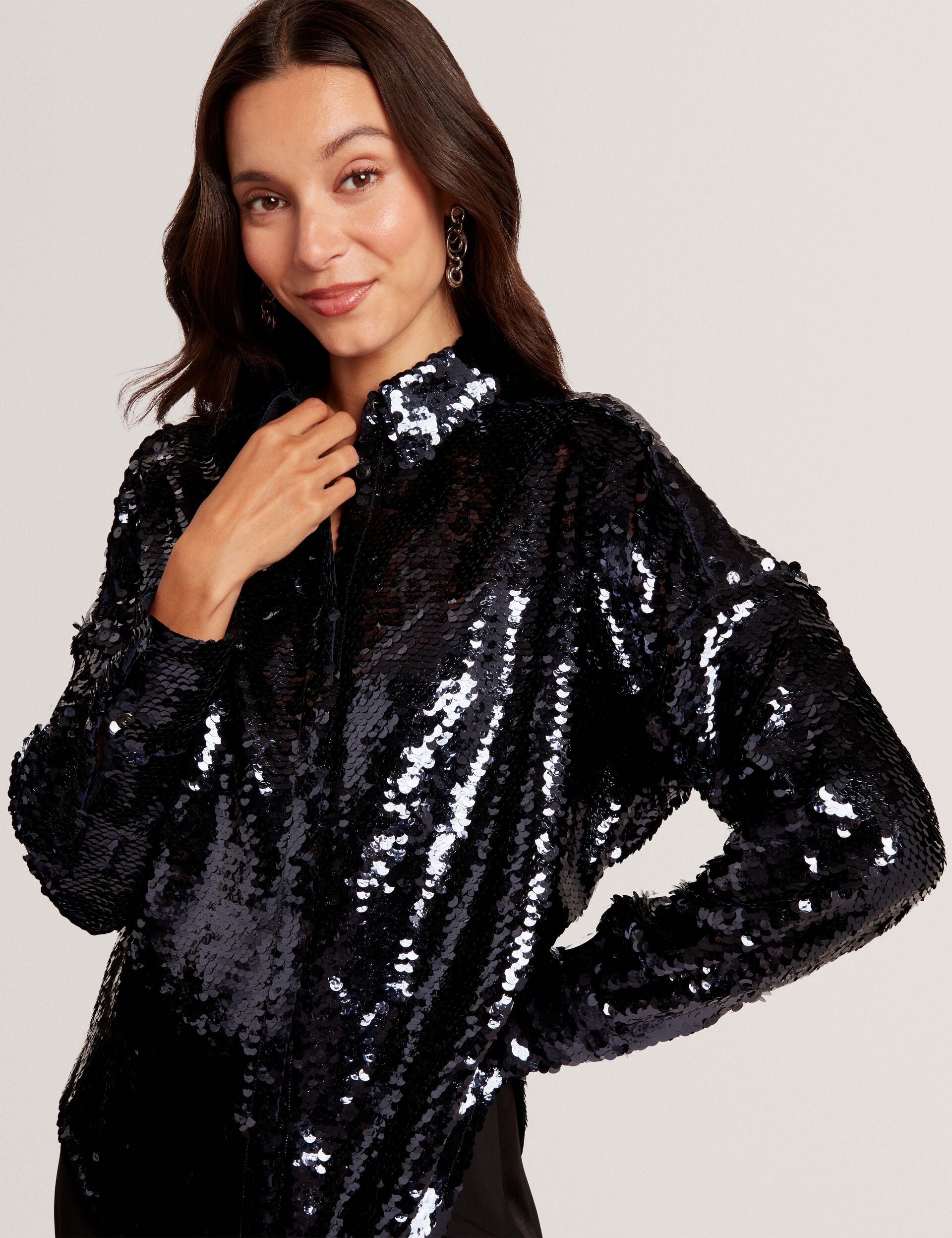 Ted Baker Jesia Sequined Oversized Longline Shirt Women's