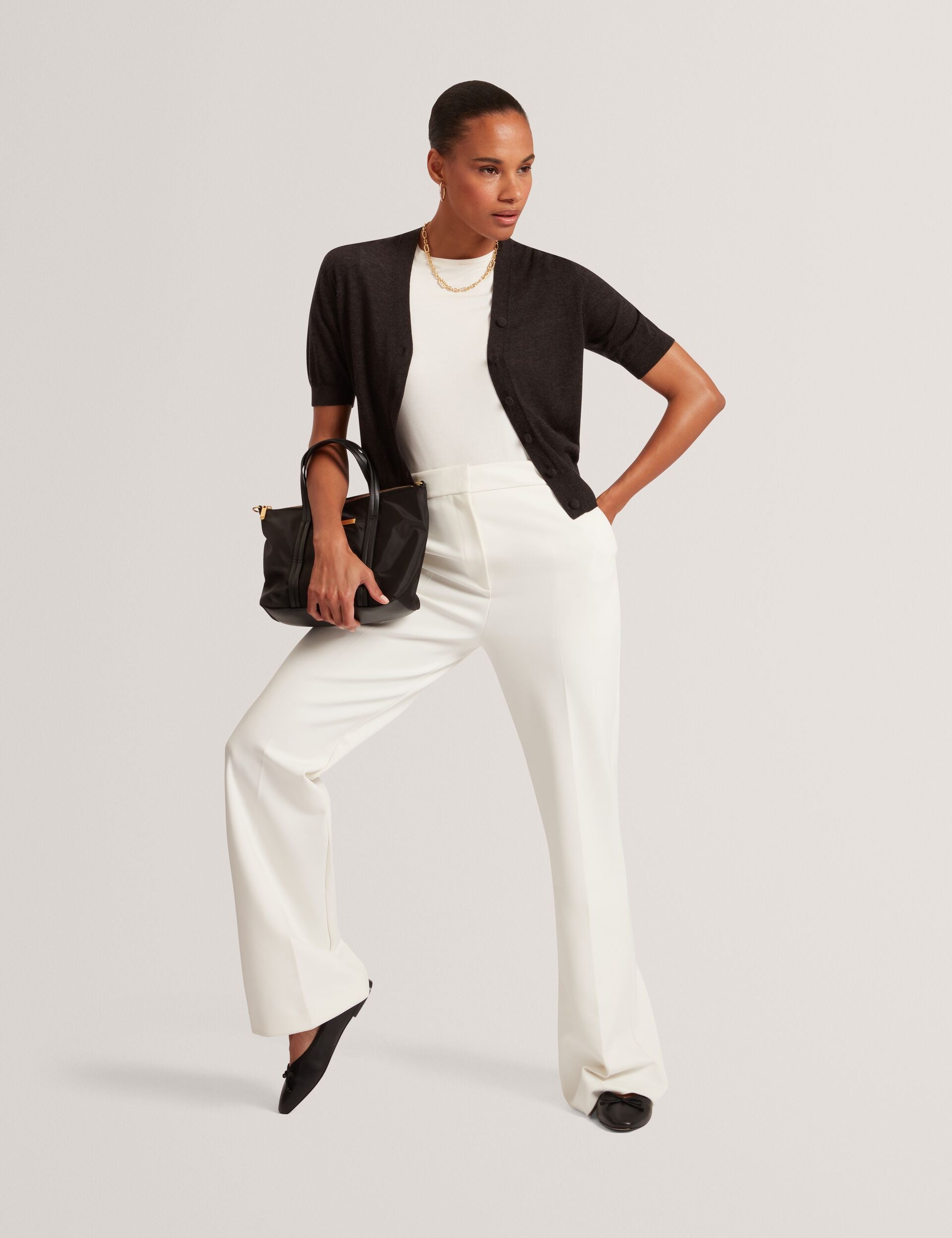 Ted Baker Dazlia Merino Wool Cropped Short Sleeve Cardigan Women's