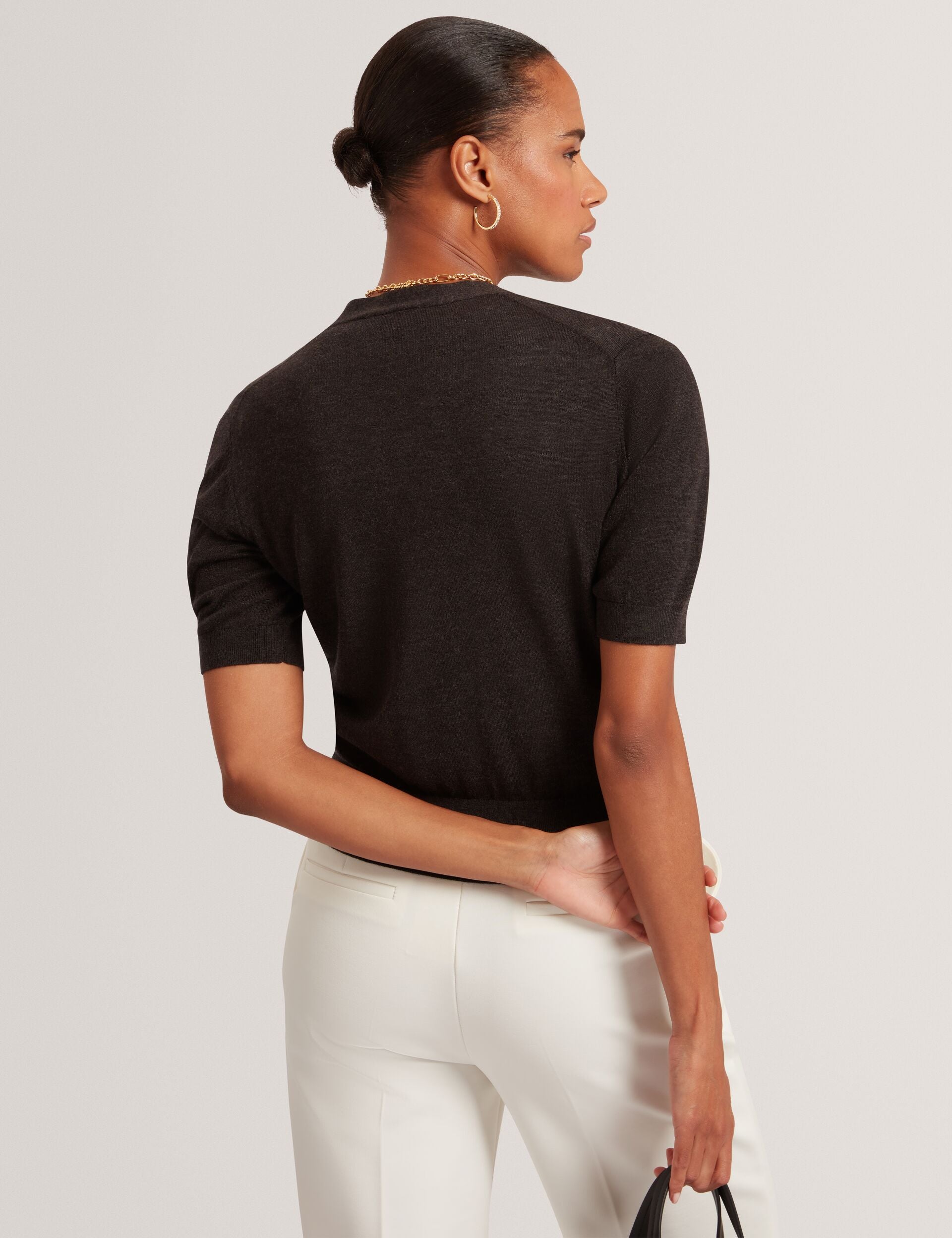 Ted Baker Dazlia Merino Wool Cropped Short Sleeve Cardigan Women's