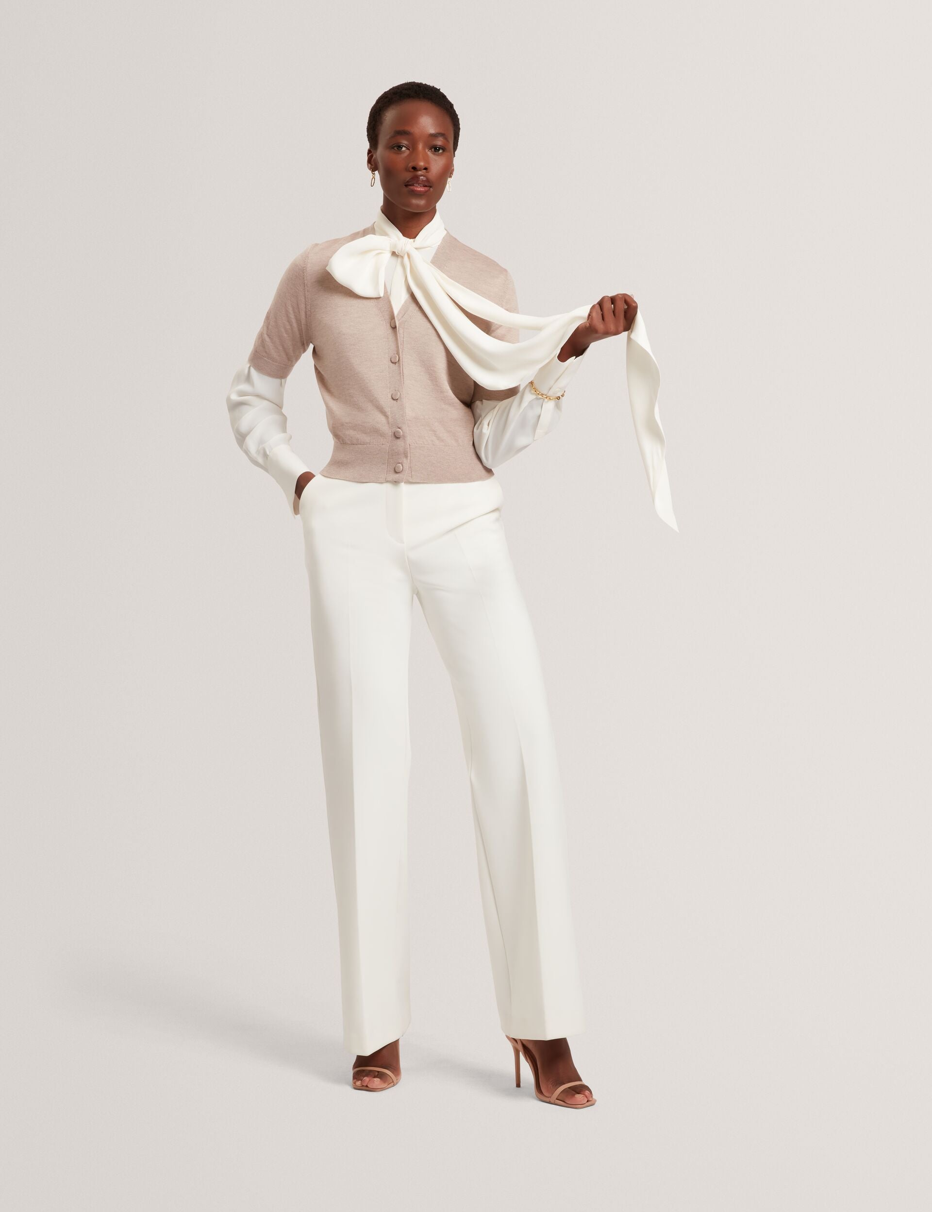 Ted Baker Dazlia Merino Wool Cropped Short Sleeve Cardigan Women's
