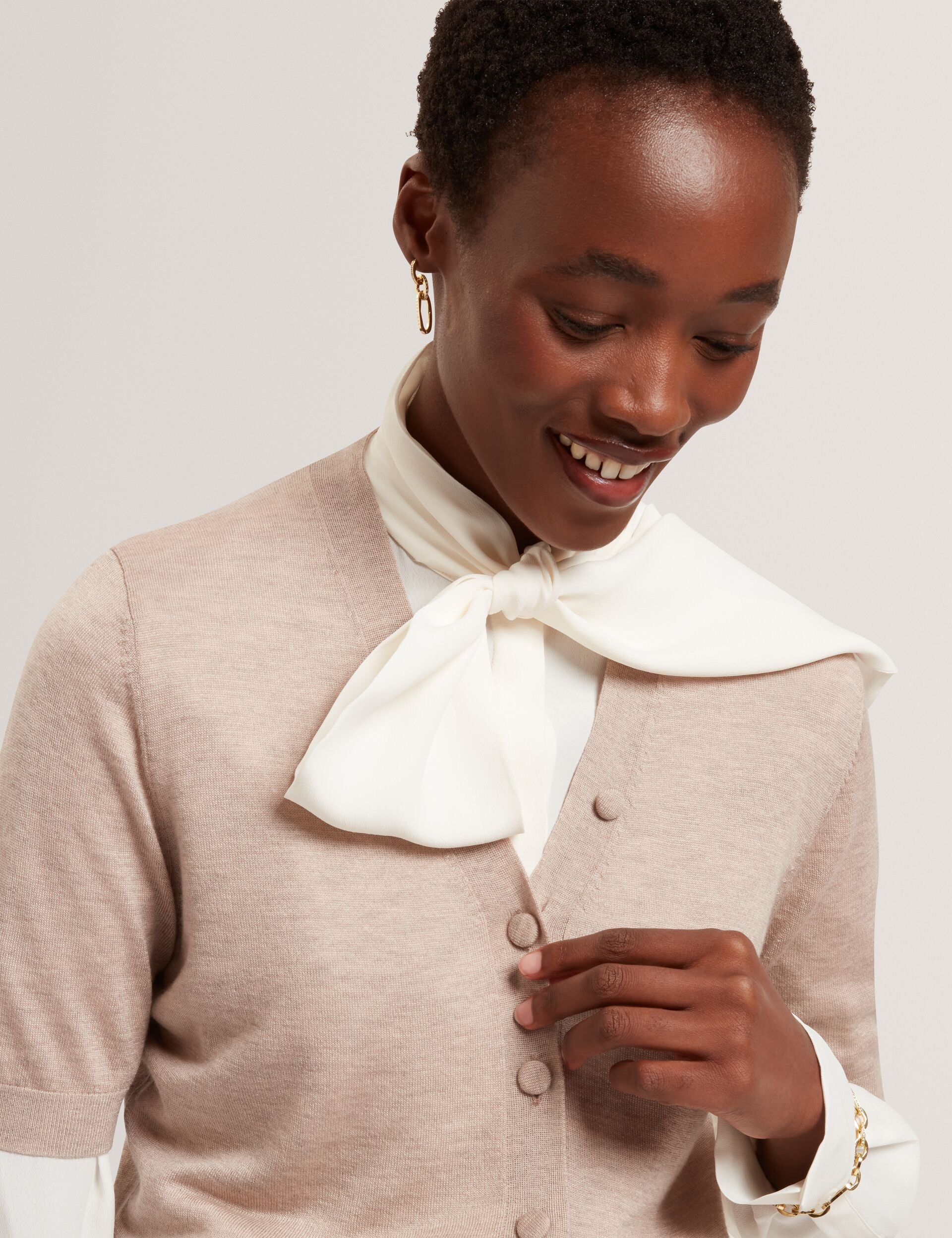 Ted Baker Dazlia Merino Wool Cropped Short Sleeve Cardigan Women's