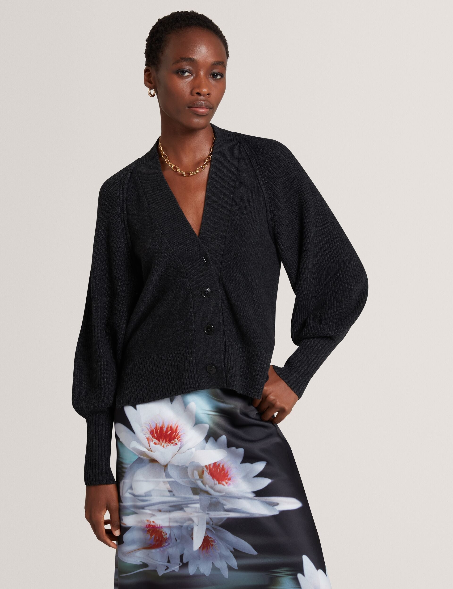Ted Baker Mallee Merino Wool Knit Vneck Boxy Cardigan Women's