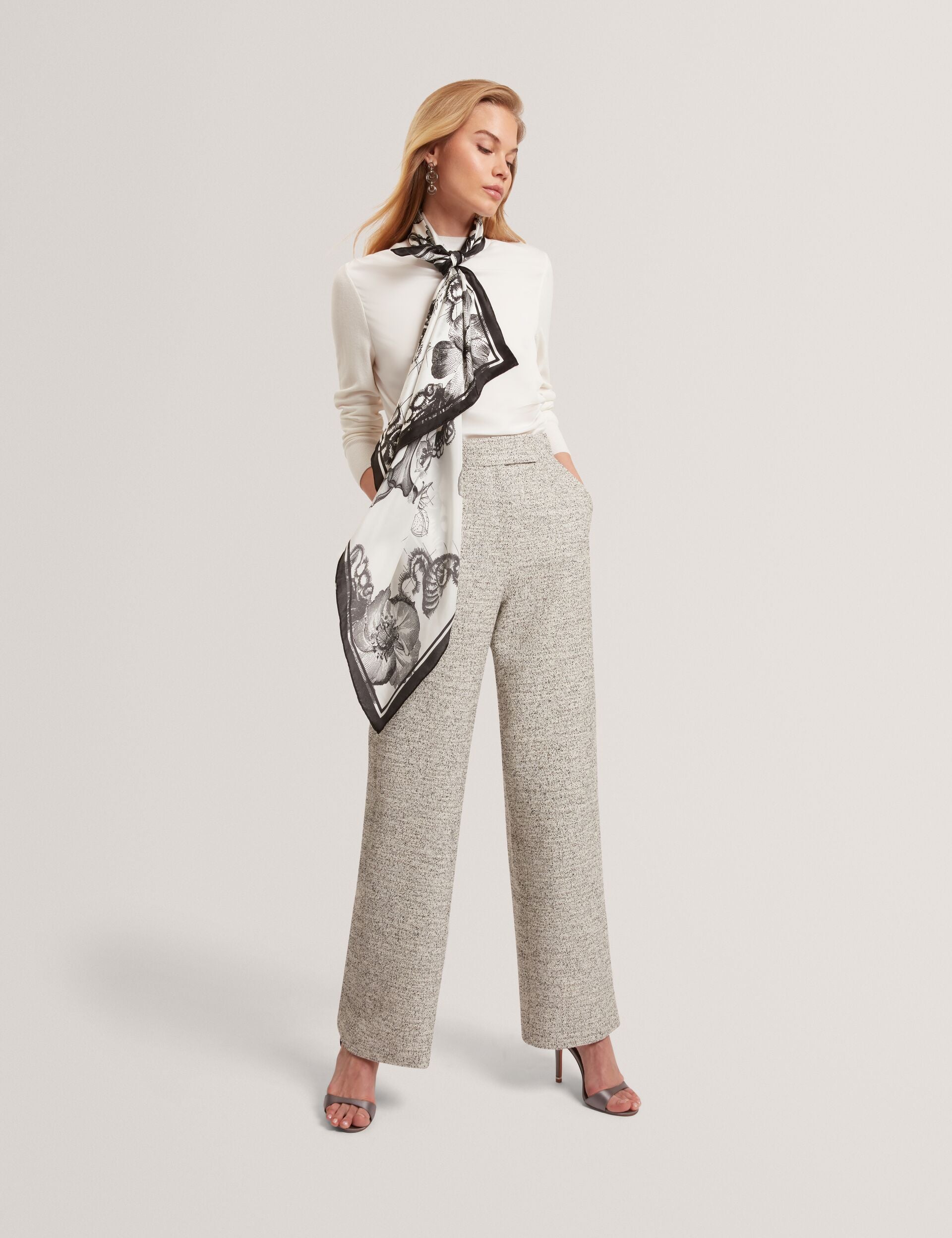 Ted Baker Leslay Draped Satin Front Fine Knit Top Women's