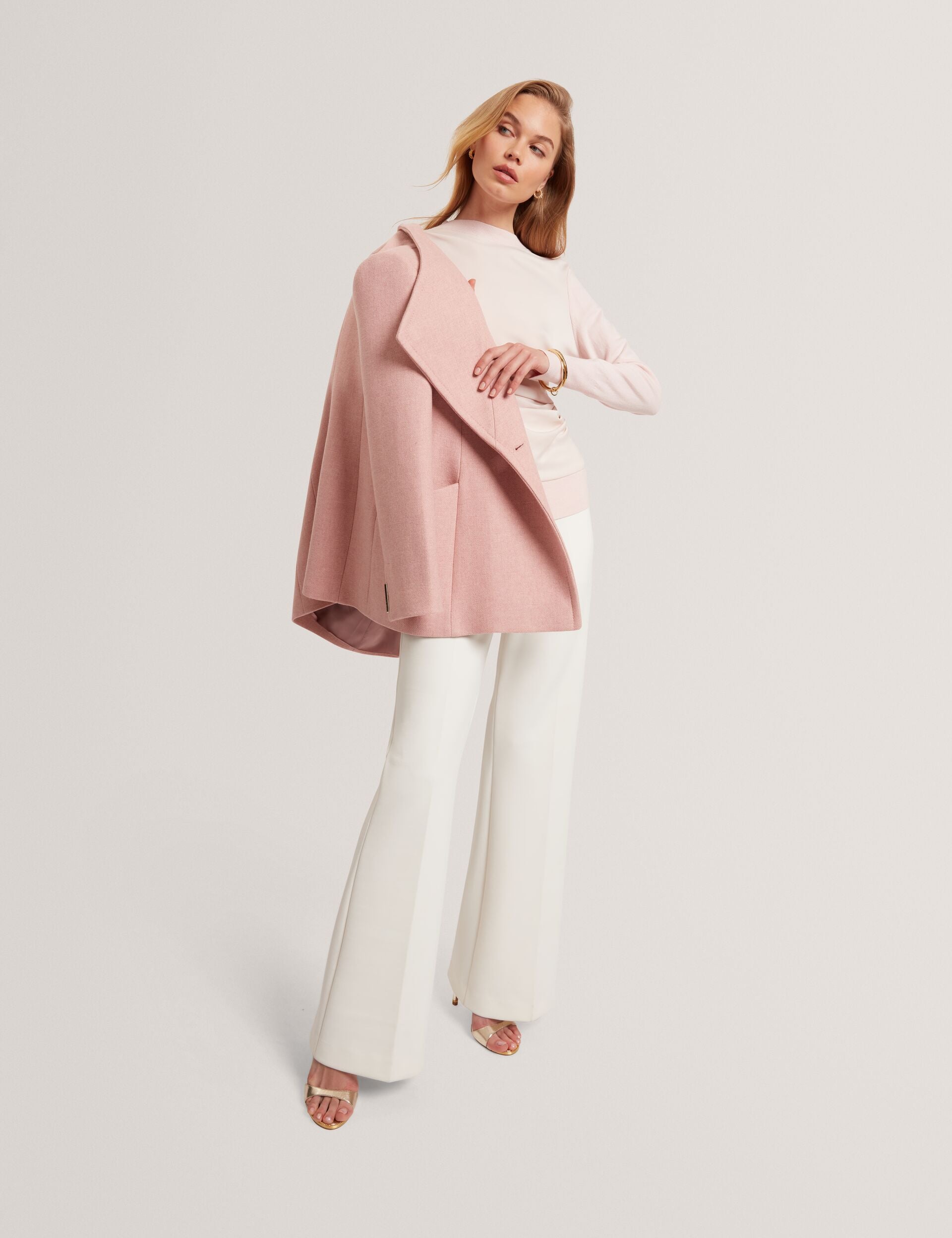 Ted Baker Leslay Draped Satin Front Fine Knit Top Women's