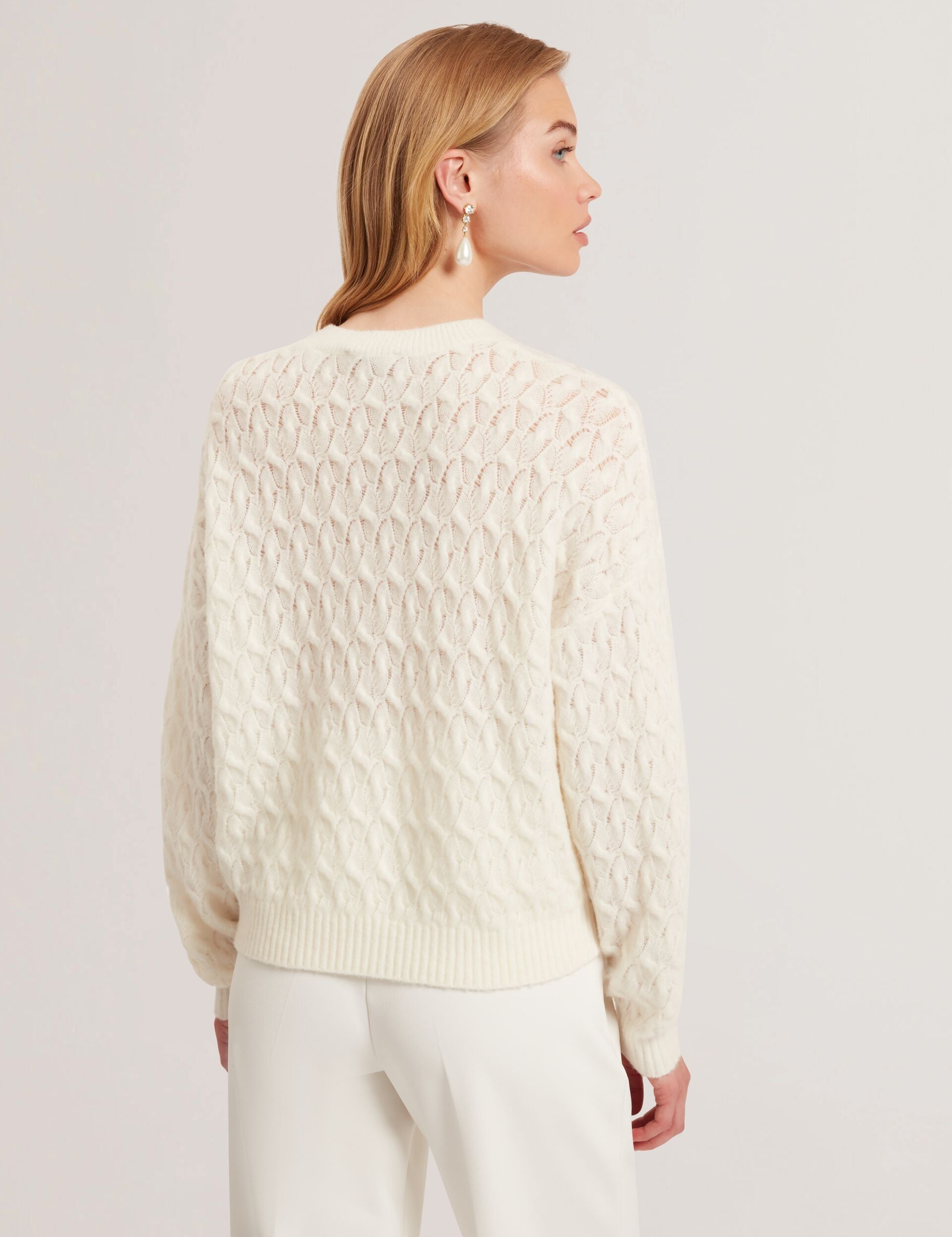 Ted Baker Jocieyy Pointelle Cable Knit Wool Jumper Women's