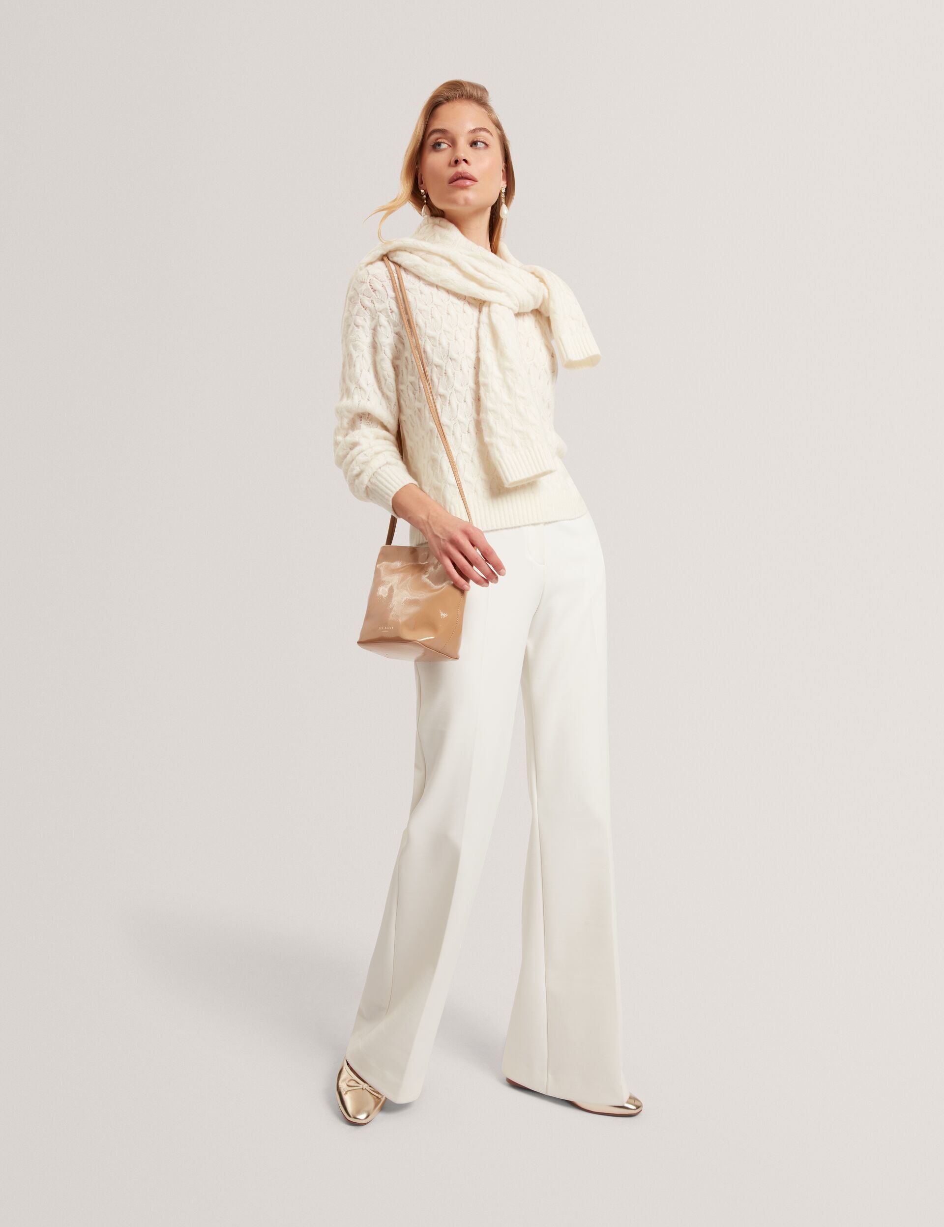 Ted Baker Jocieyy Pointelle Cable Knit Wool Jumper Women's
