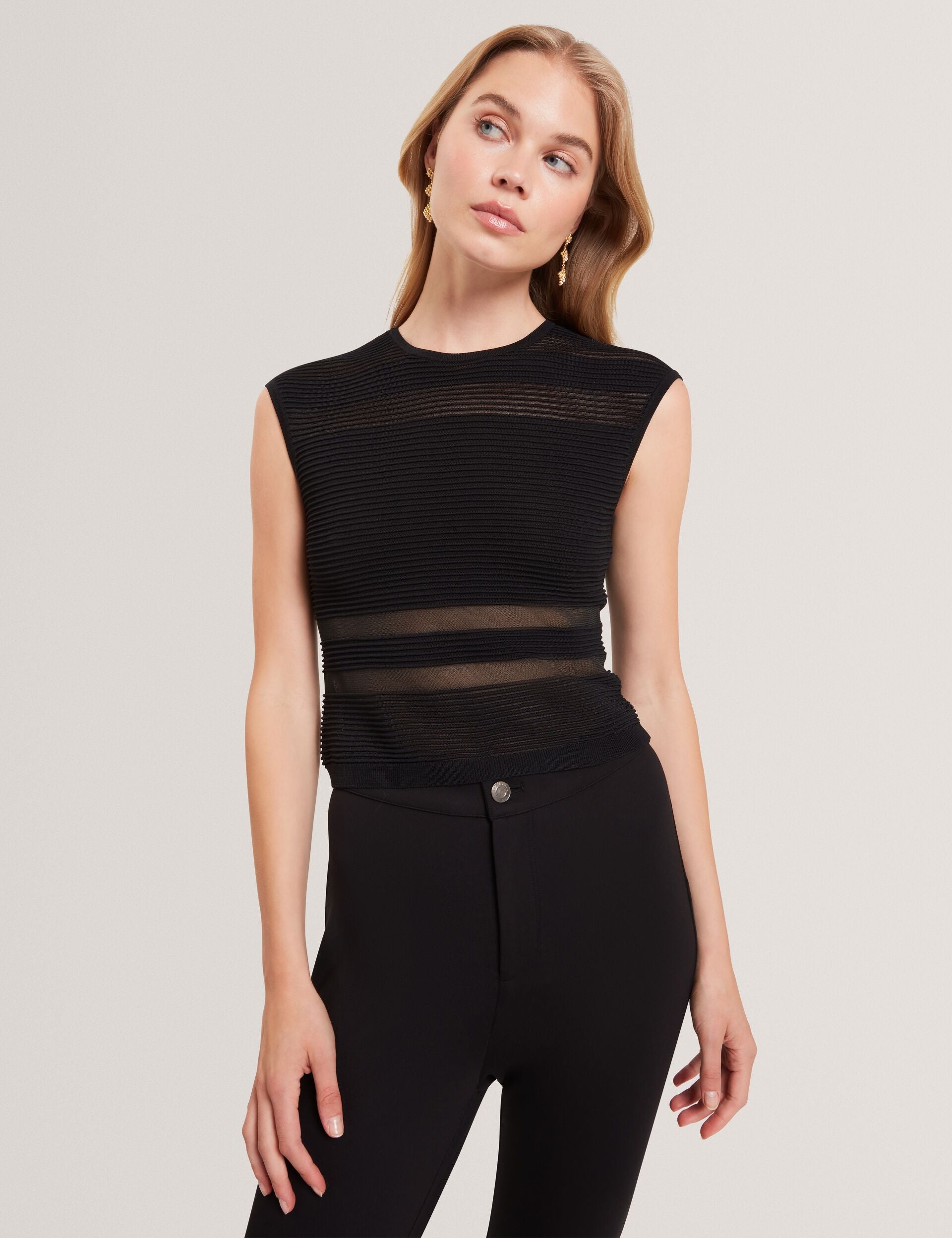 Ted Baker Amberia Sheer Panel Knit Cropped Sleeveless Top Women's