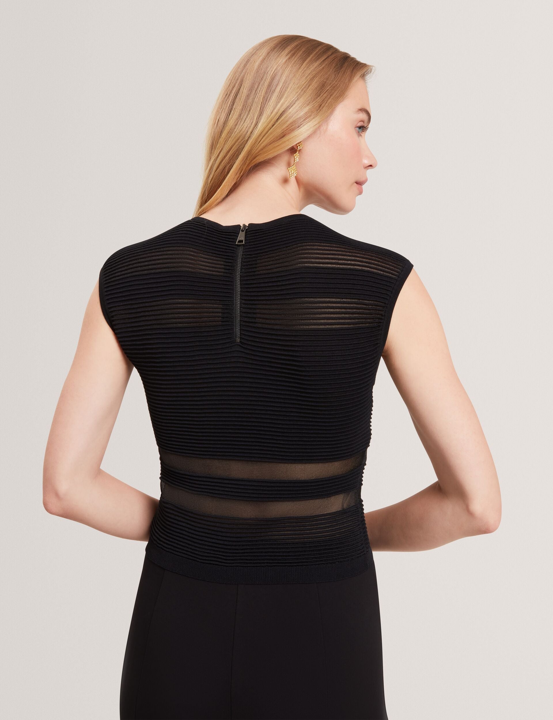 Ted Baker Amberia Sheer Panel Knit Cropped Sleeveless Top Women's
