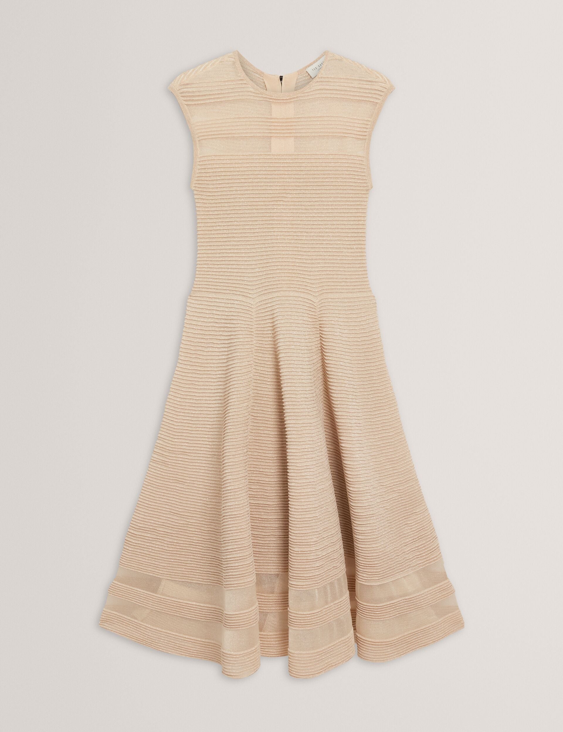 Ted Baker Saalli Metallic Knit Sheer Panel Skater Dress Women's