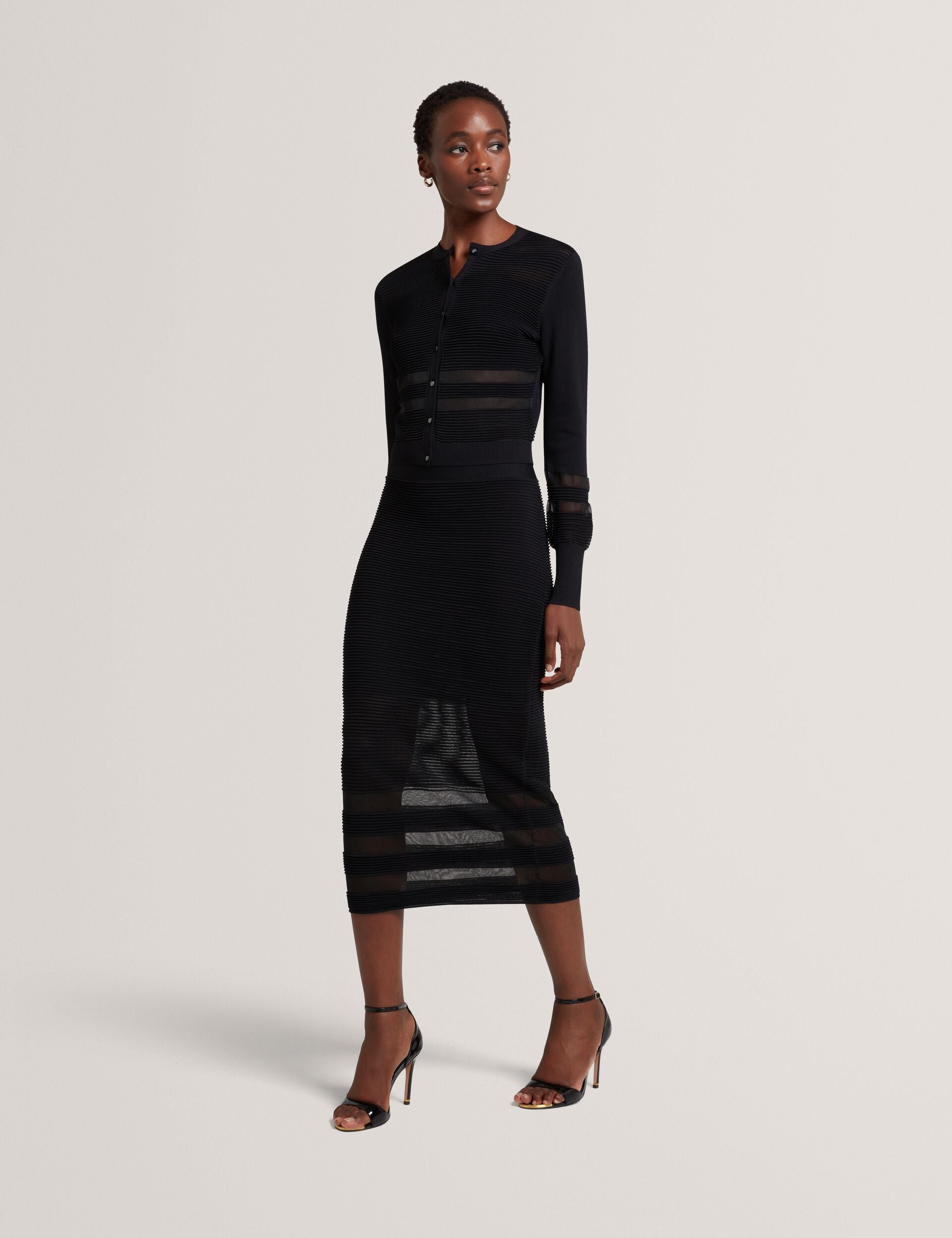 Ted Baker Cairie Sheer Panel Knit Midi Pencil Skirt Women's