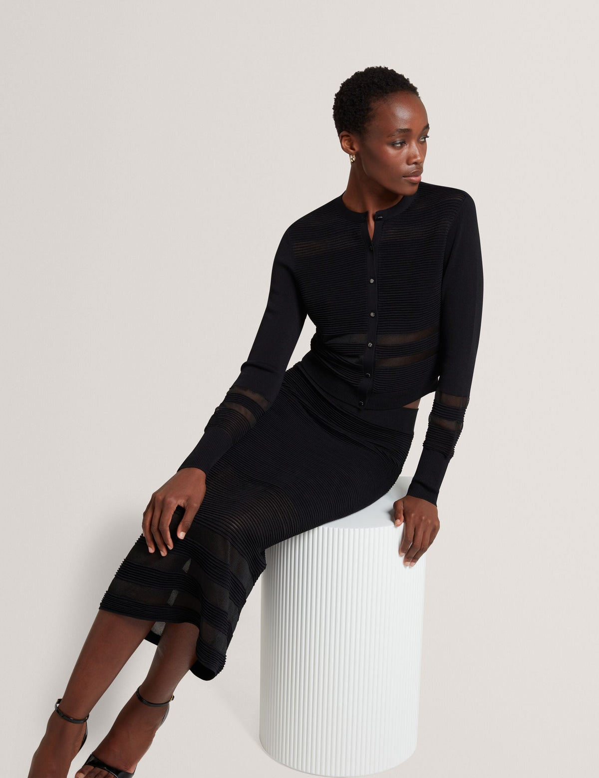 Ted Baker Cairie Sheer Panel Knit Midi Pencil Skirt Women's