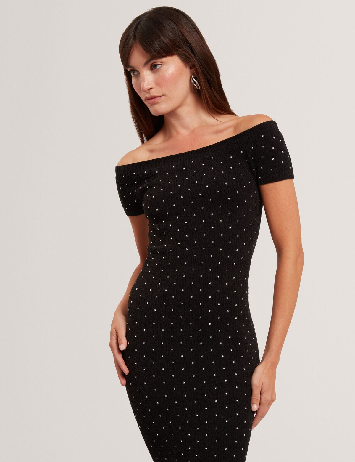Ted Baker Jestaa Diamante Knit Bardot Bodycon Midi Dress Women's