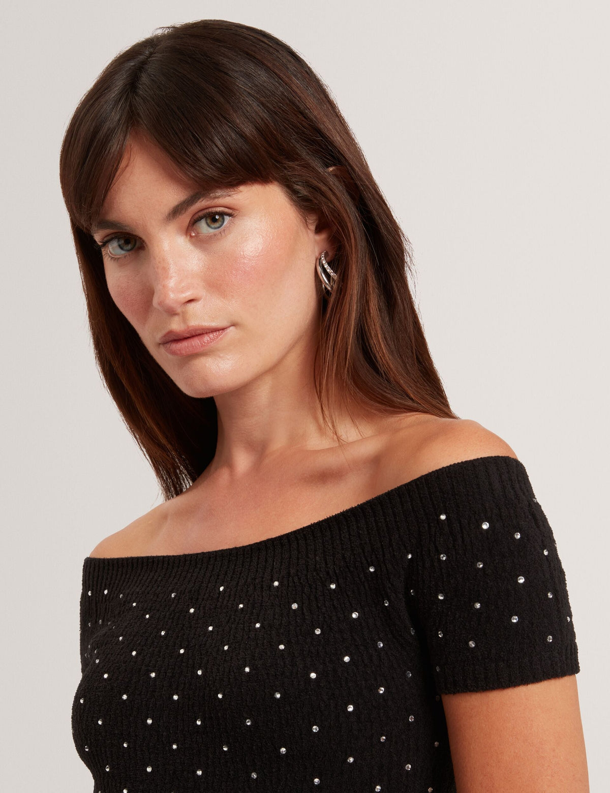 Ted Baker Jestaa Diamante Knit Bardot Bodycon Midi Dress Women's