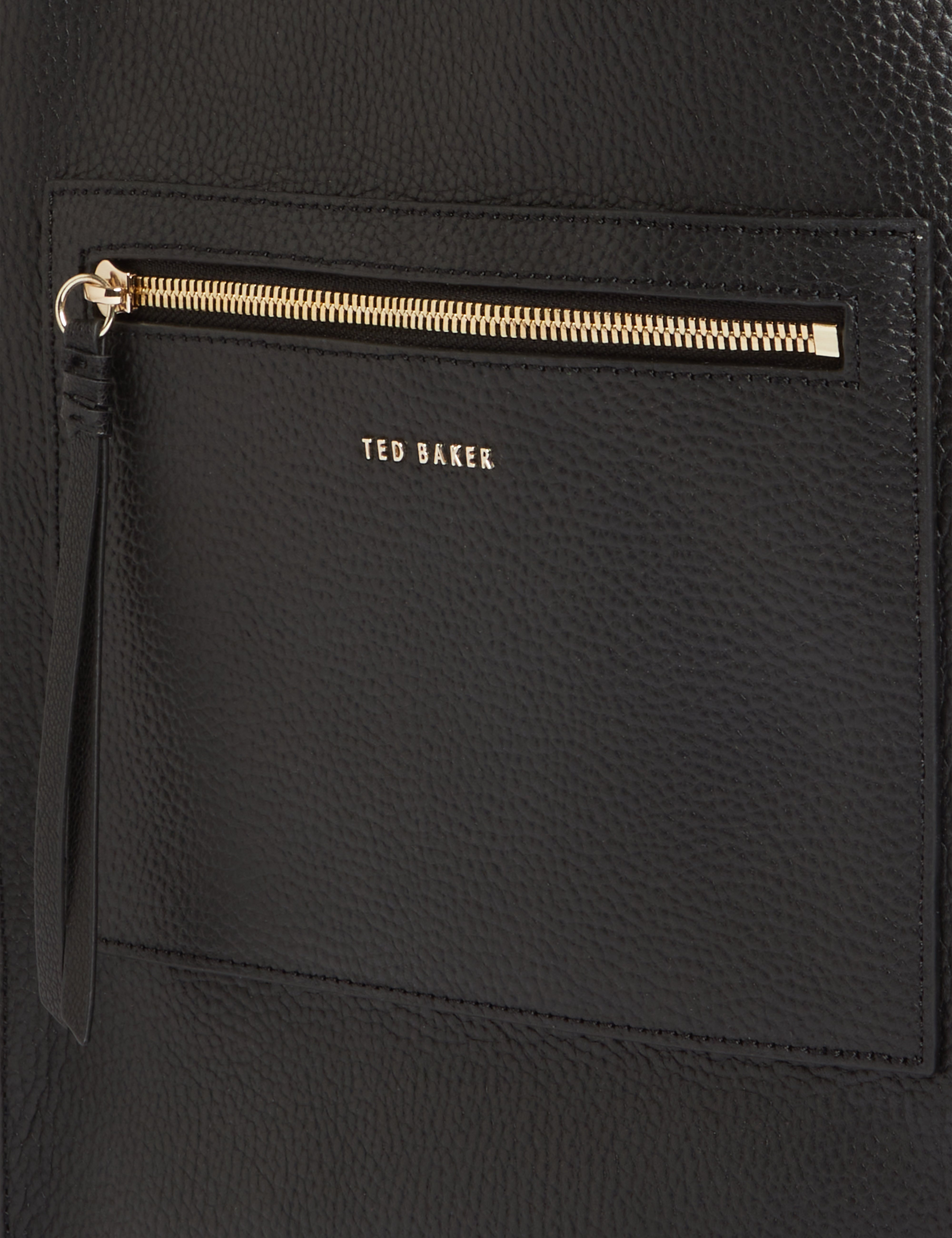 Ted Baker Taala Soft Leather Zip Pocket Boxy Tote Bag In Black Women's