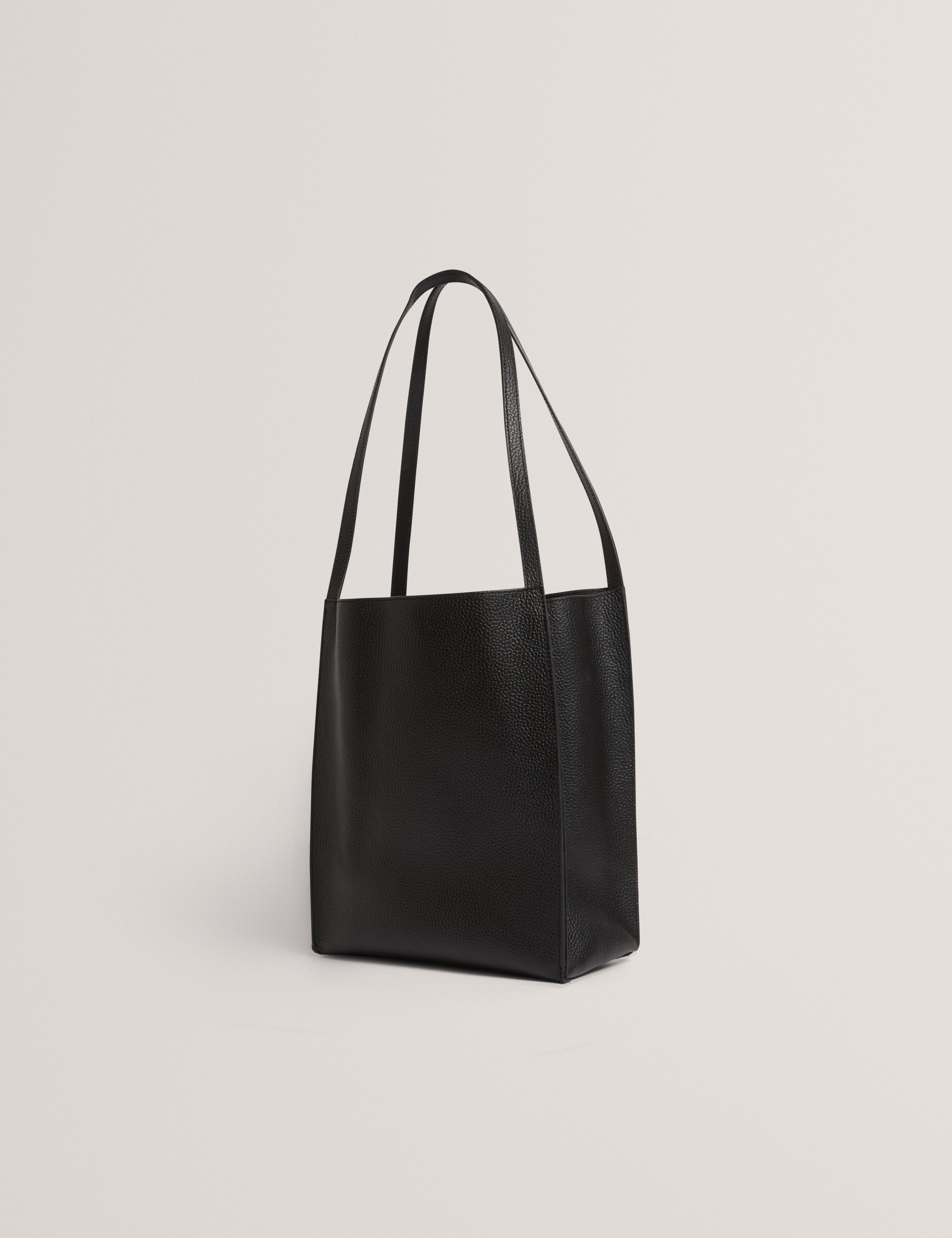 Ted Baker Taala Soft Leather Zip Pocket Boxy Tote Bag In Black Women's