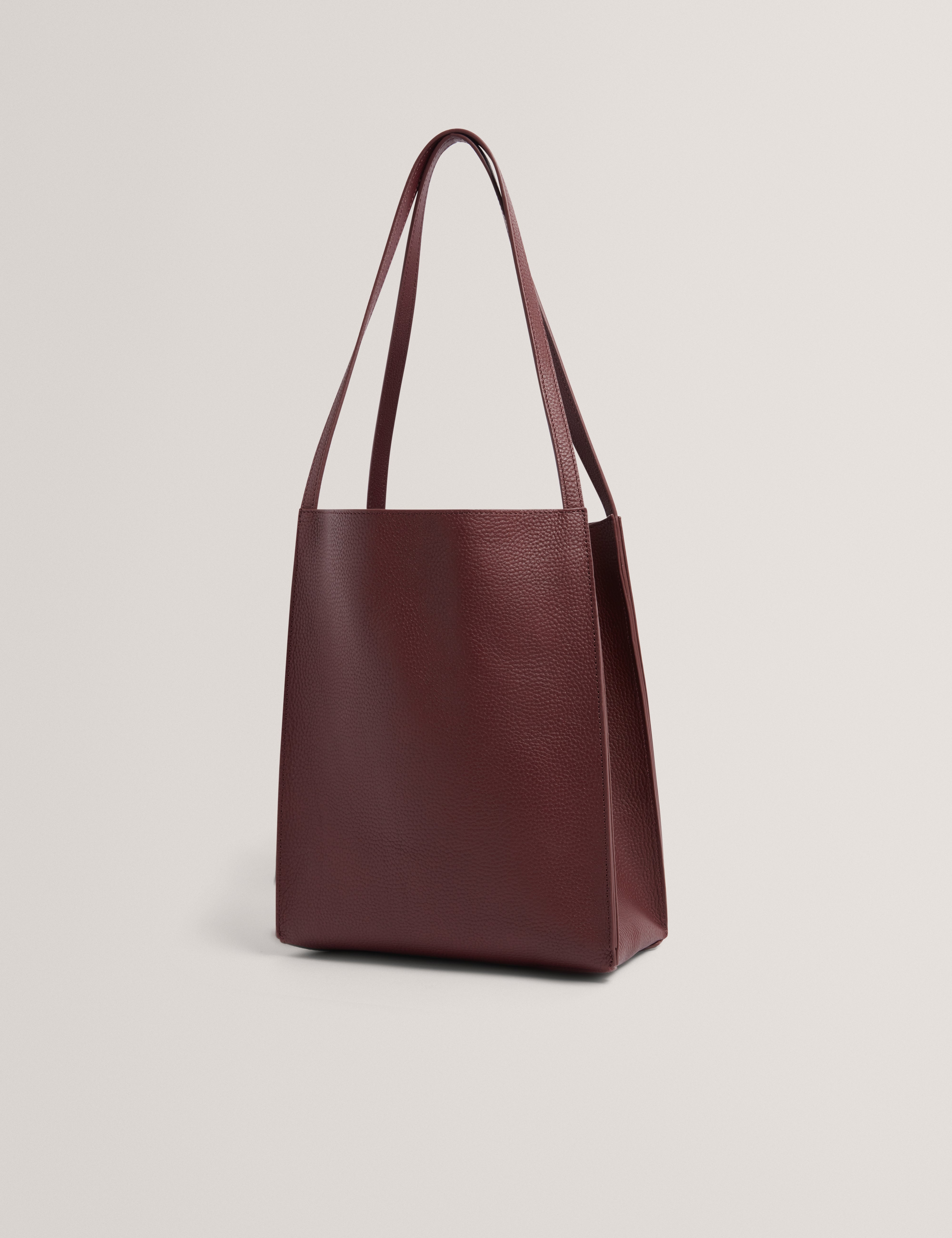 Ted Baker Taala Soft Leather Zip Pocket Boxy Tote Bag In Oxblood Women's