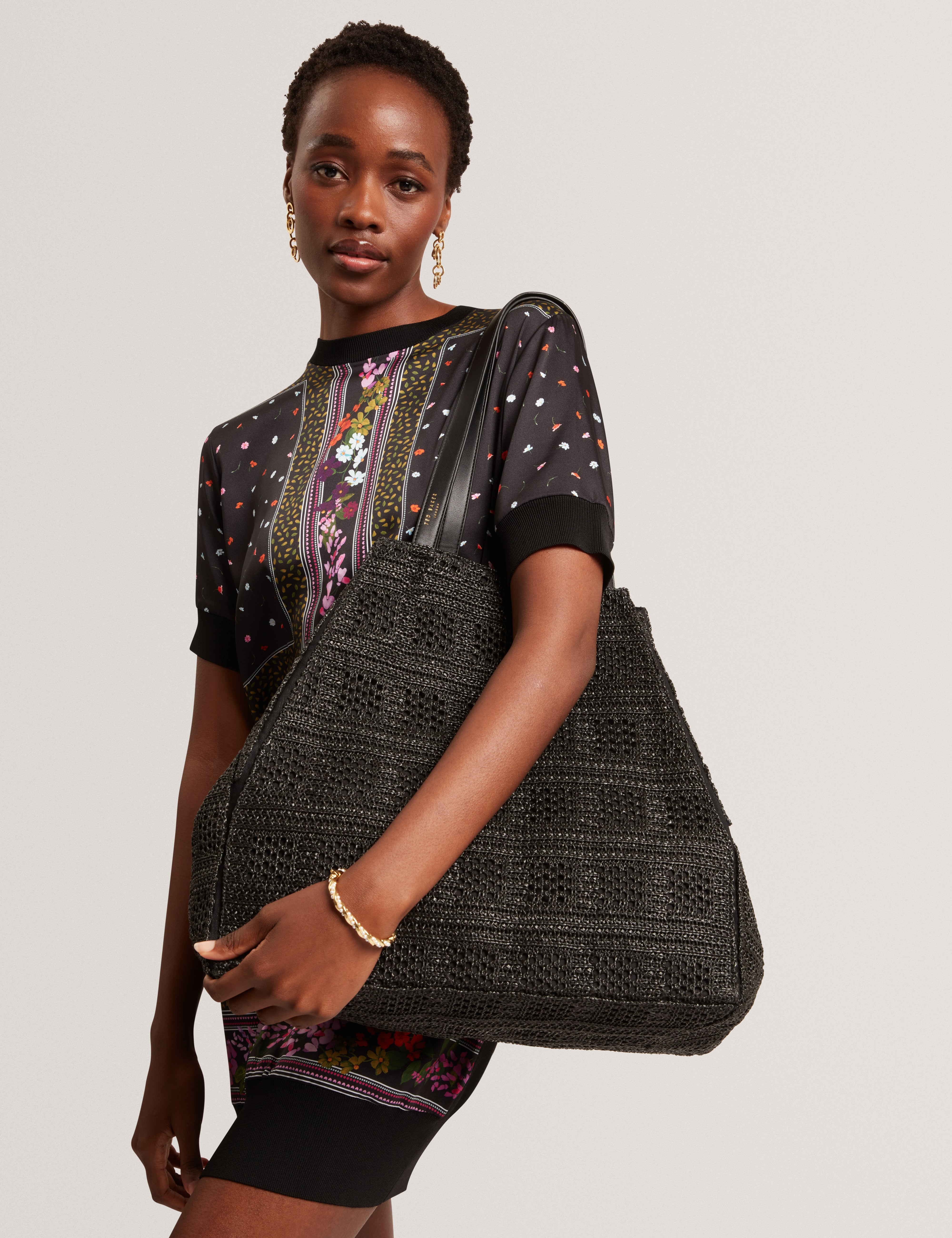 Ted Baker Periiee Woven Straw Large Folding Shopper Bag Women's