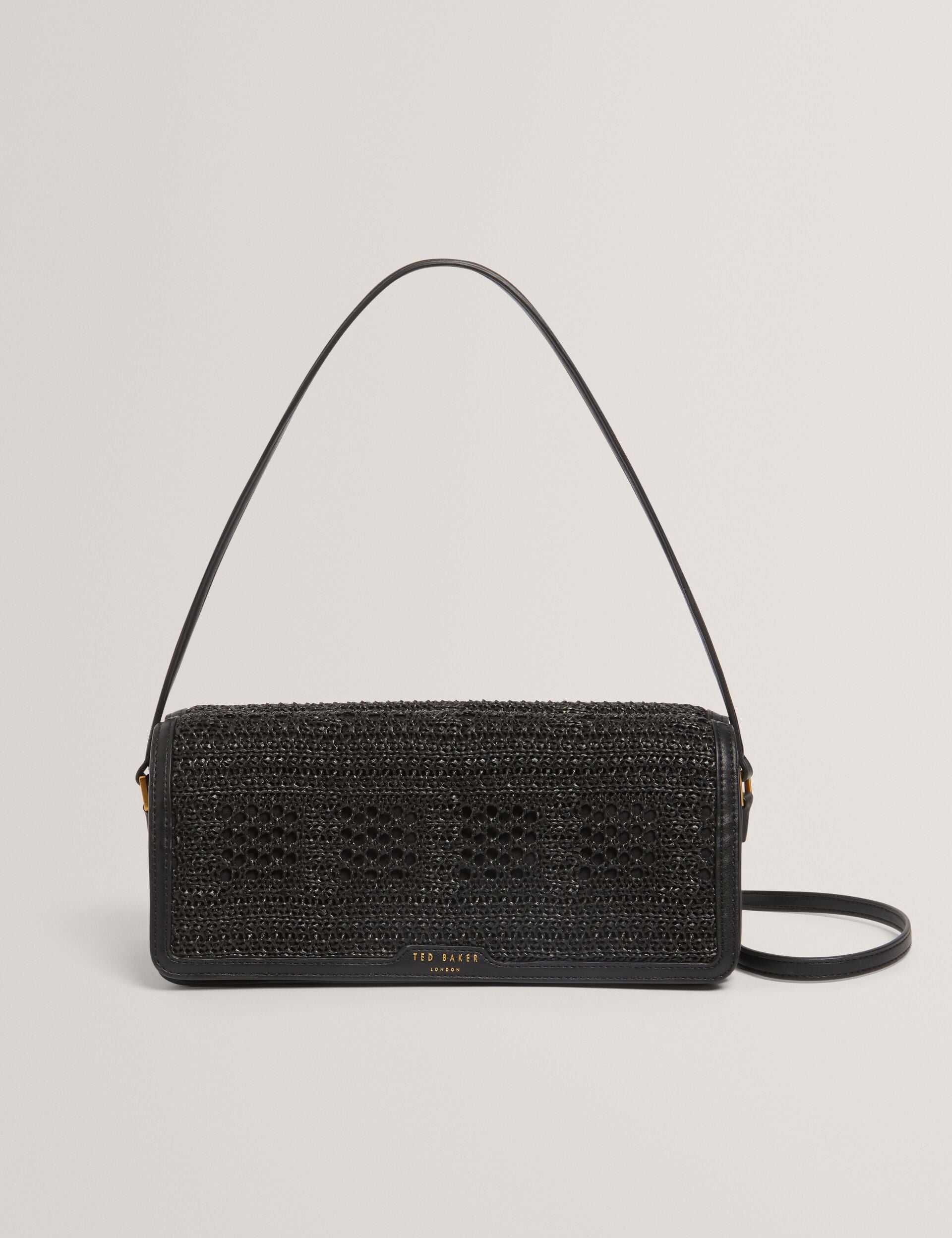 Ted Baker Pettria Raffia Panel Foldover Baguette Shoulder Bag Women's