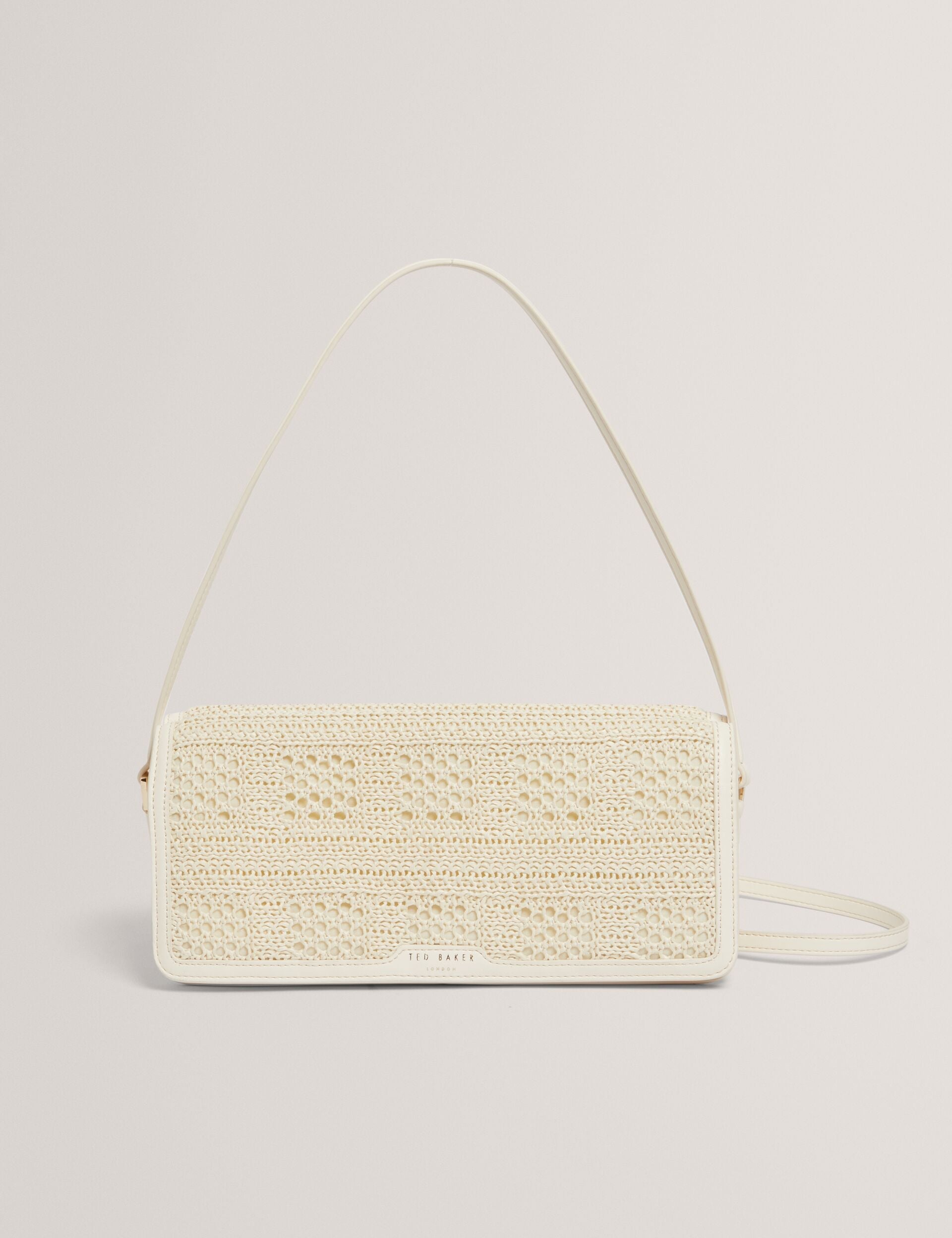 Ted Baker Pettria Raffia Panel Foldover Baguette Shoulder Bag Women's
