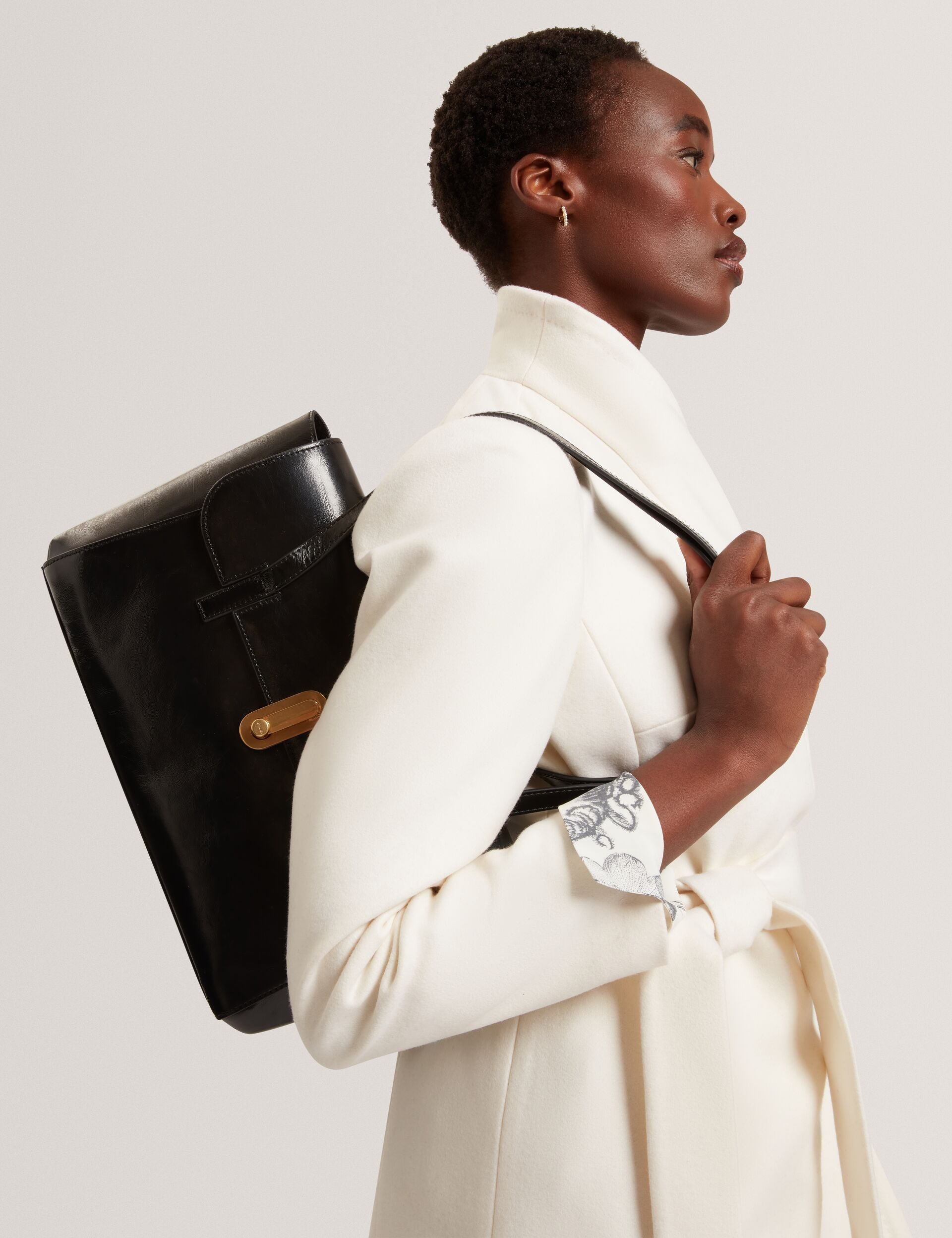 Ted Baker Kkamy Twist Lock Crinkled Leather Baguette Bag Women's