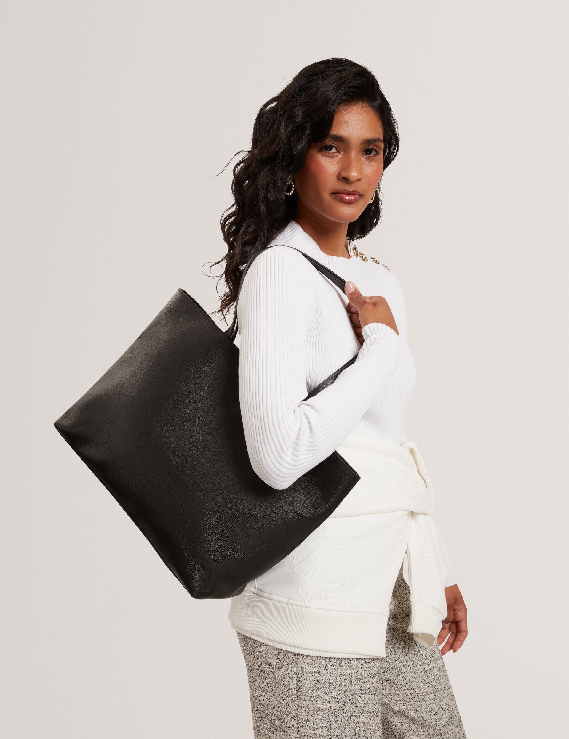 Ted Baker Lenyya Pebbled Leather Wide Tote Bag Women's