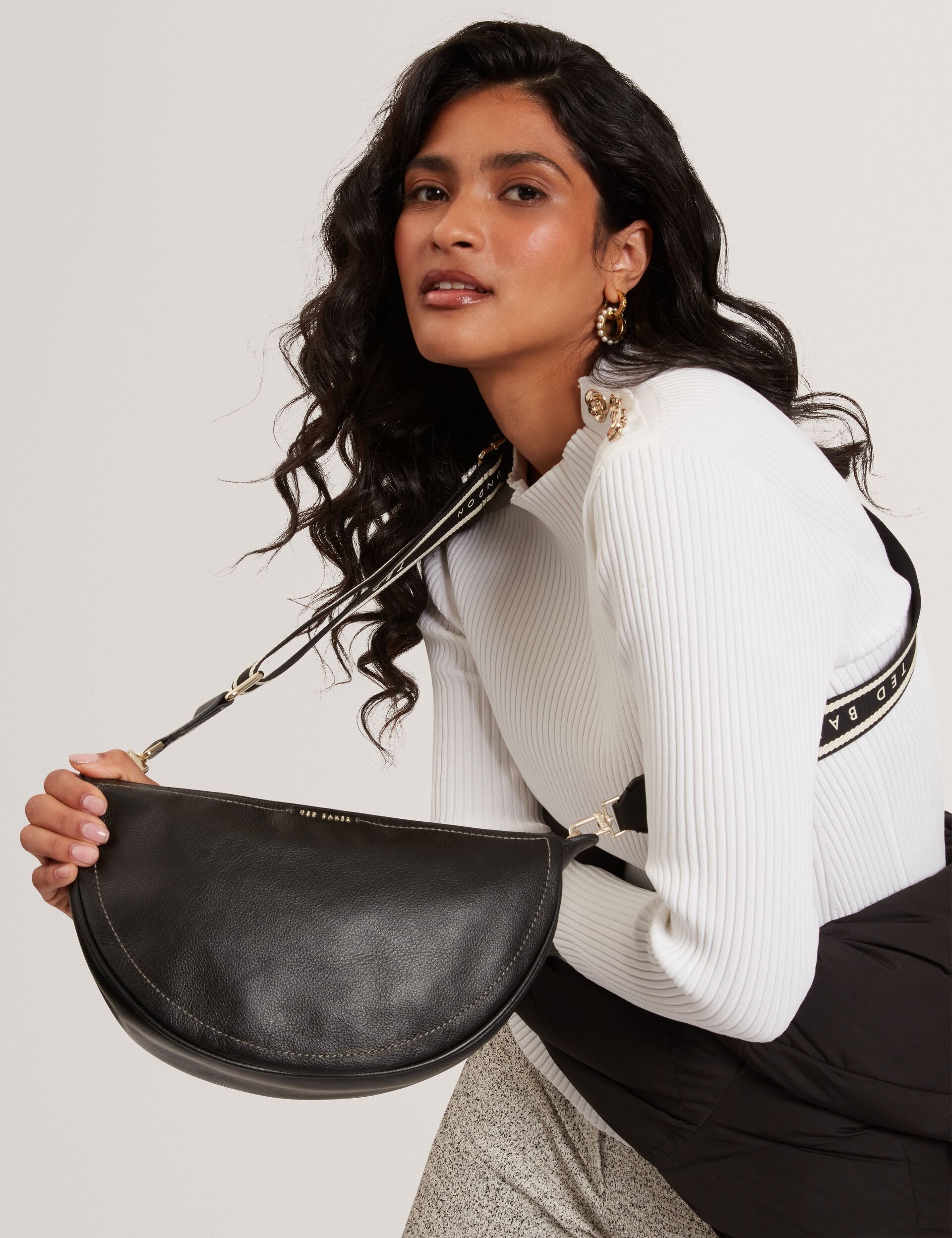 Ted Baker Lorreen Webbing Strap Leather Sling Crossbody Bag Women's