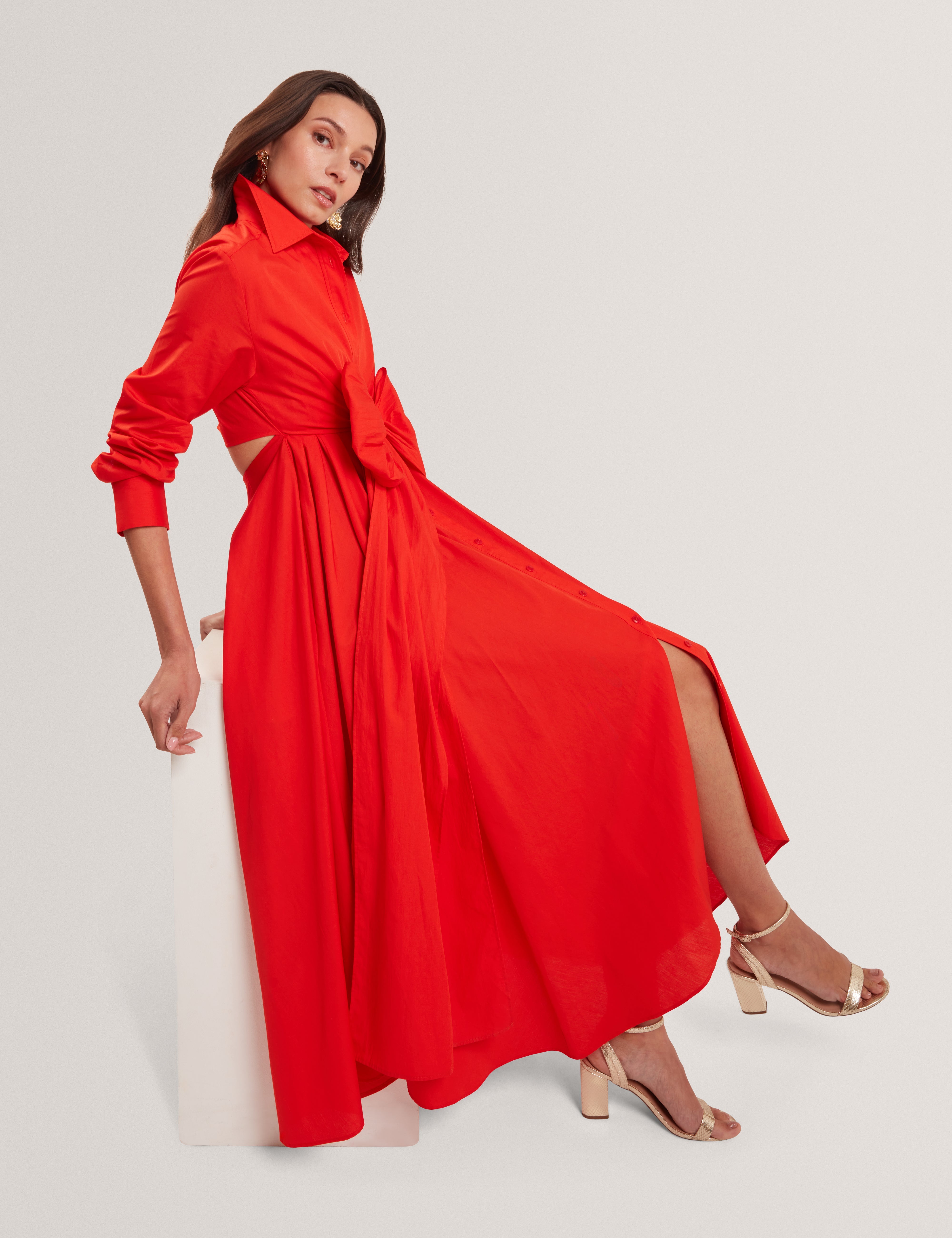 Ted Baker Ellisia Cotton Wrap Cut Out Midi Shirt Dress Women's