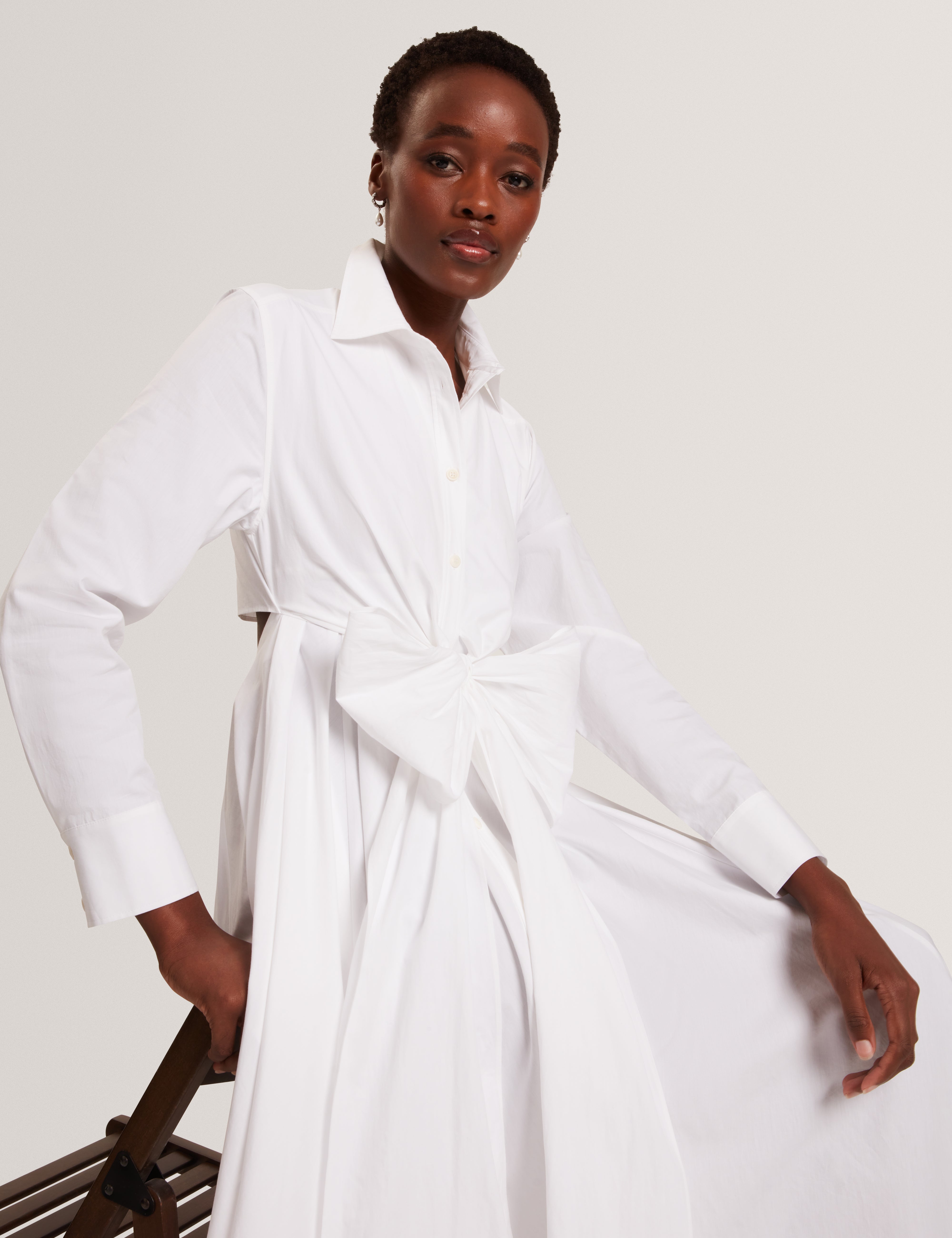 Ted Baker Ellisia White Cotton Wrap Cut Out Midi Shirt Dress Women's