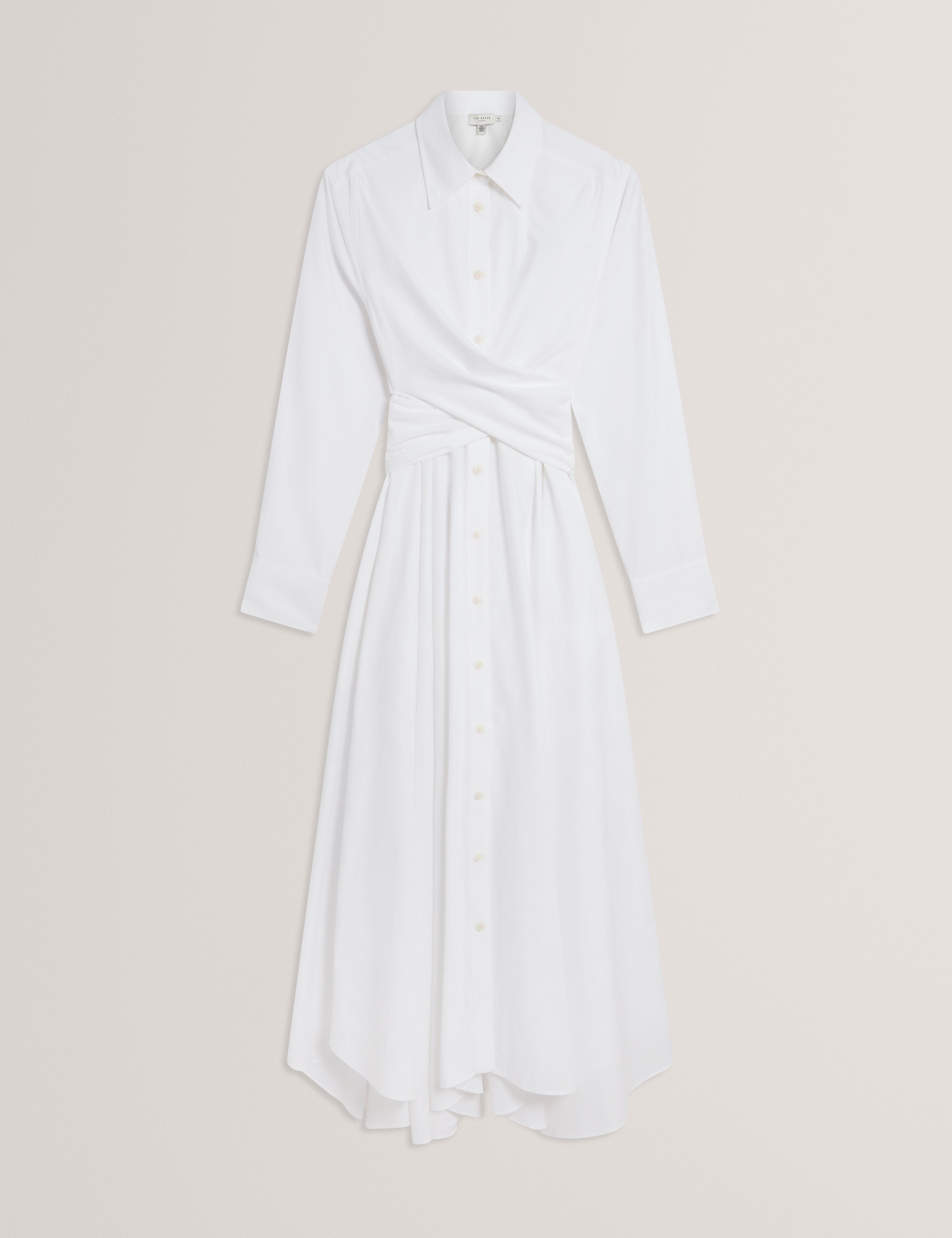 Ted Baker Ellisia White Cotton Wrap Cut Out Midi Shirt Dress Women's