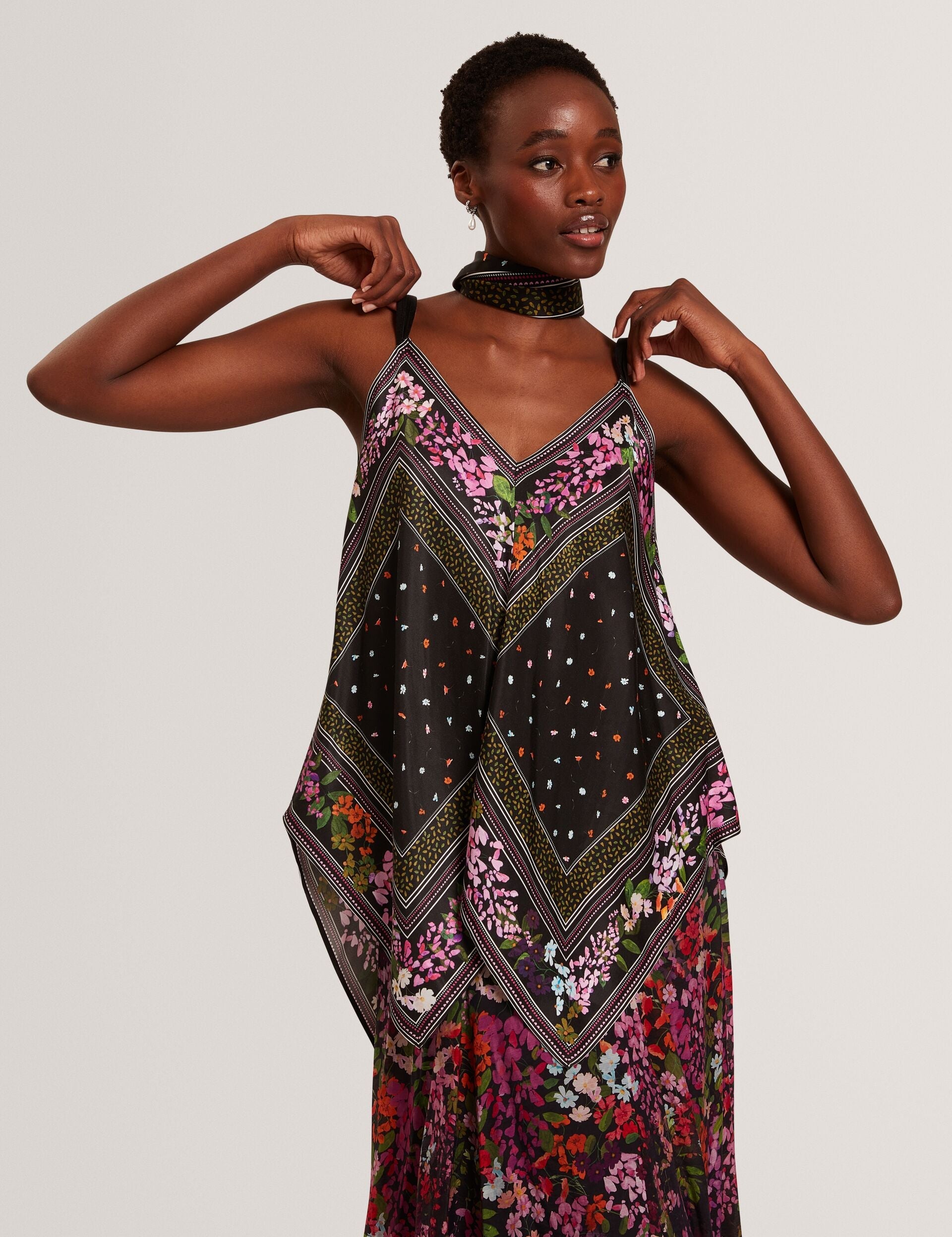 Ted Baker Ayyla Scarf Print Handkerchief Hem Cami Top Women's