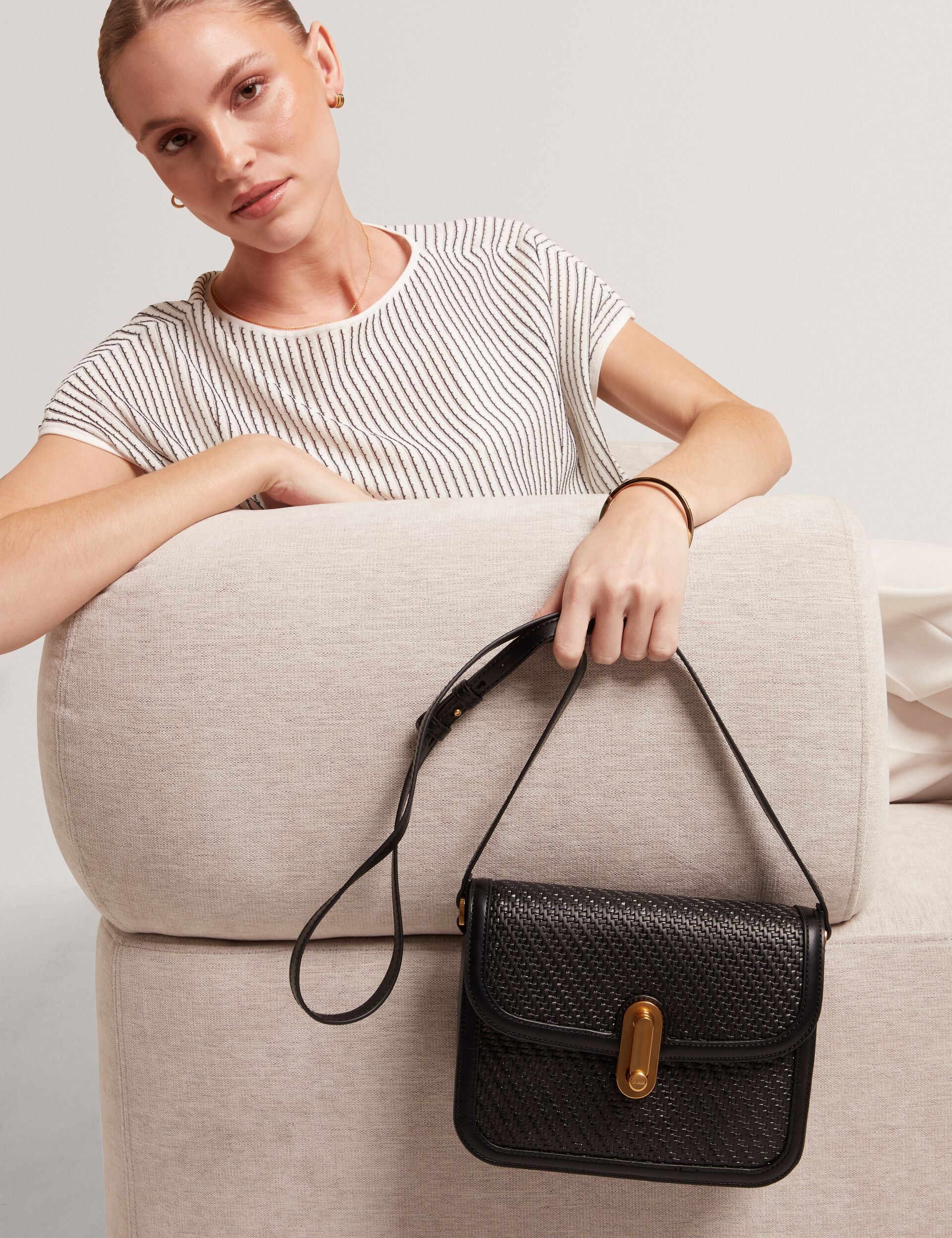 Ted Baker Warnerr Woven Leather Twist Lock Crossbody Bag Women's