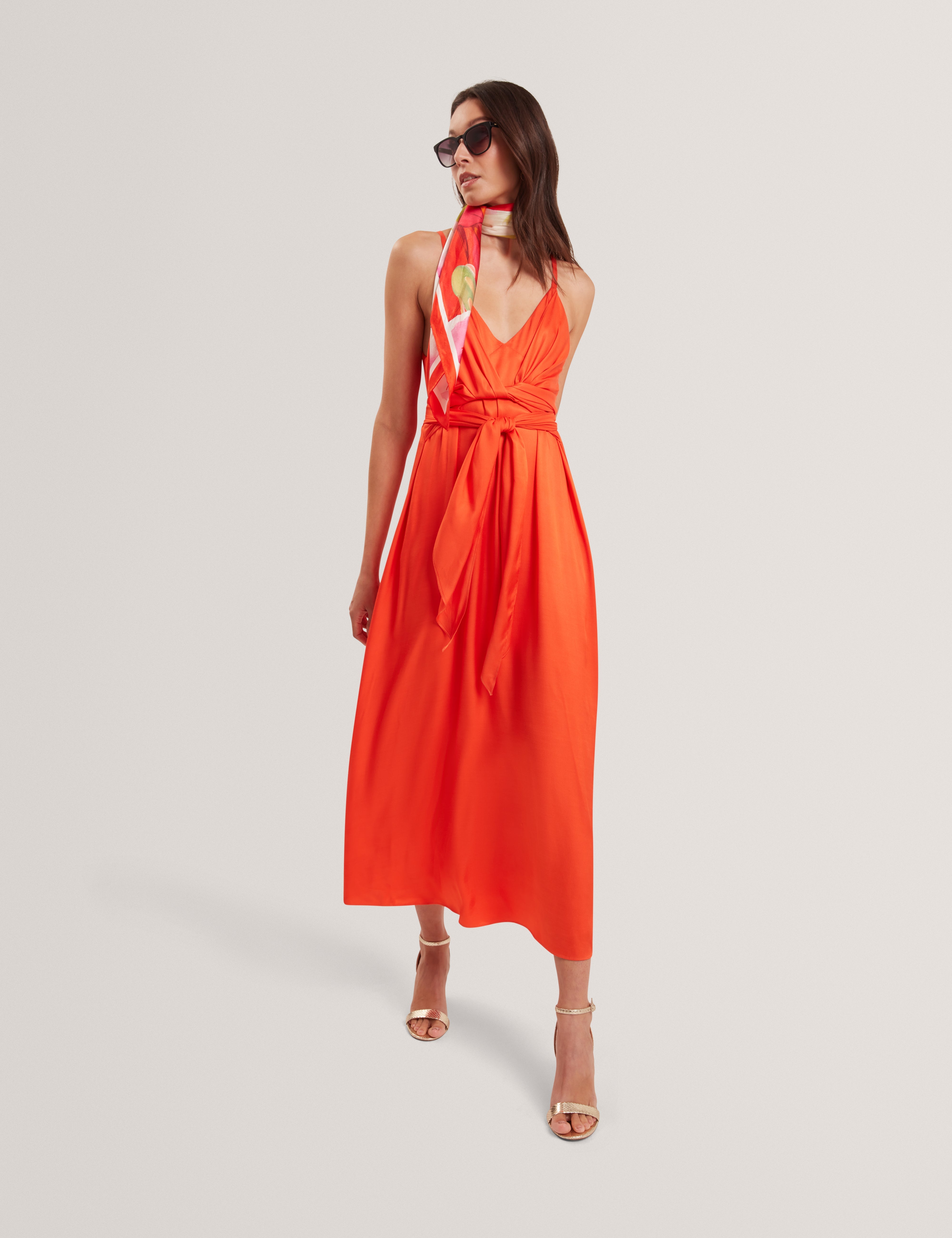 Ted Baker Beckki Wrap Tie Waist Strappy Midi Dress Women's