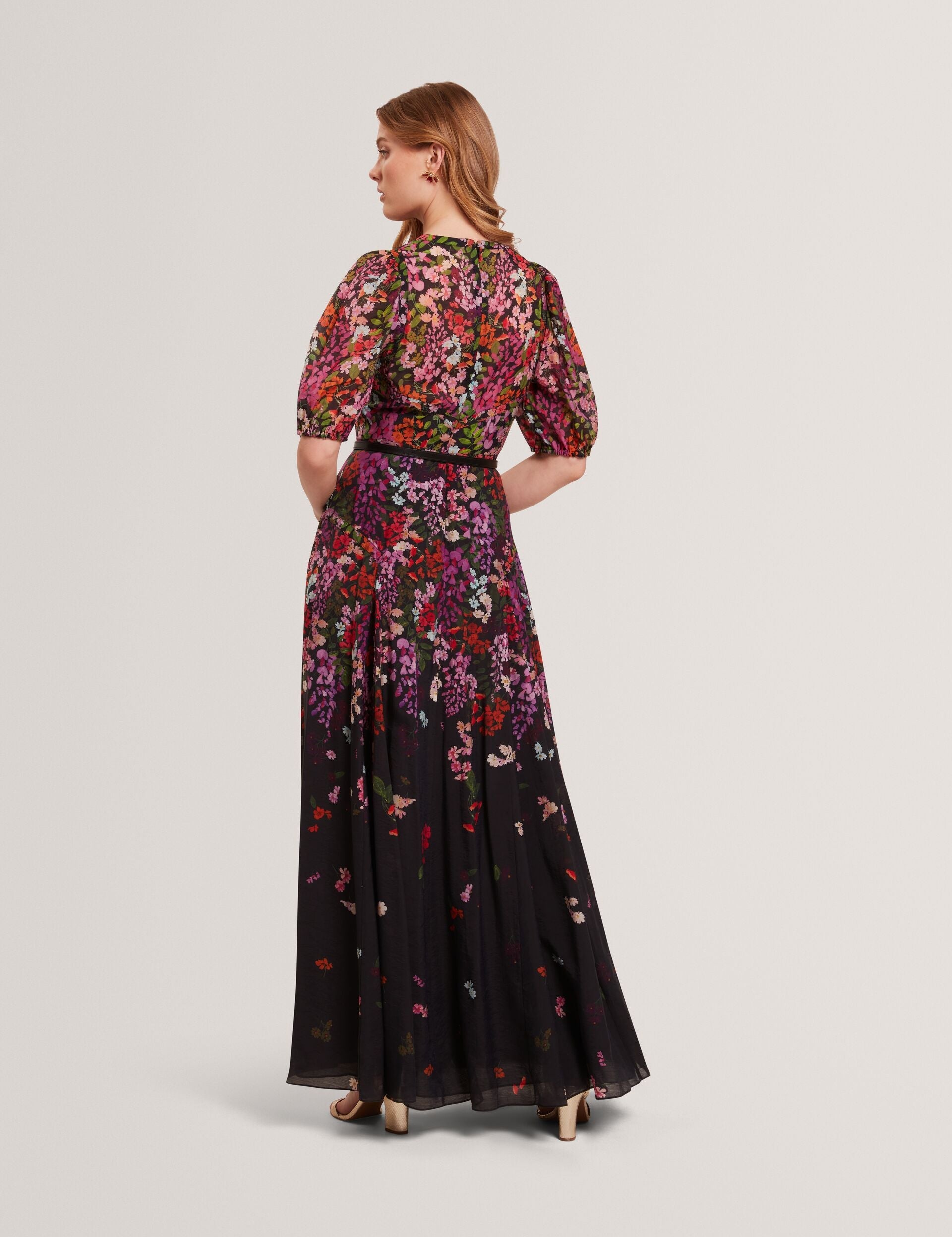 Ted Baker Zahhla Scattered Floral Puff Sleeve Aline Maxi Dress Women's