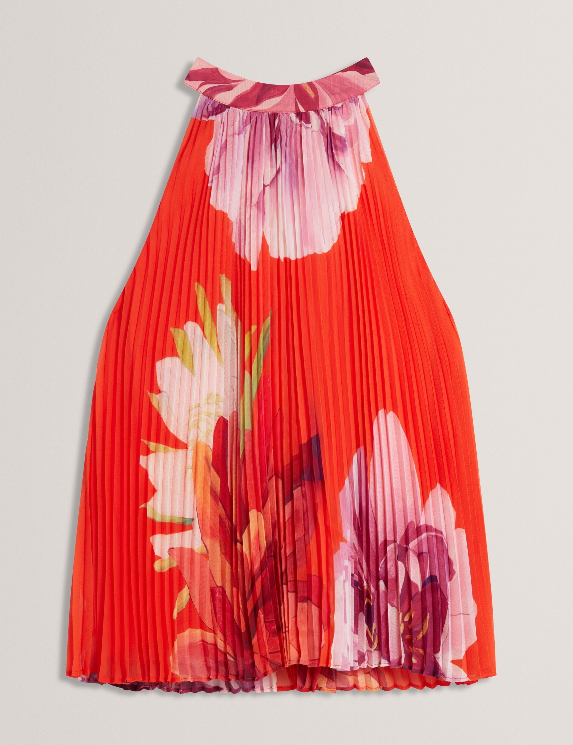 Ted Baker Clovina Floral Print Halter Neck Pleated Top Women's