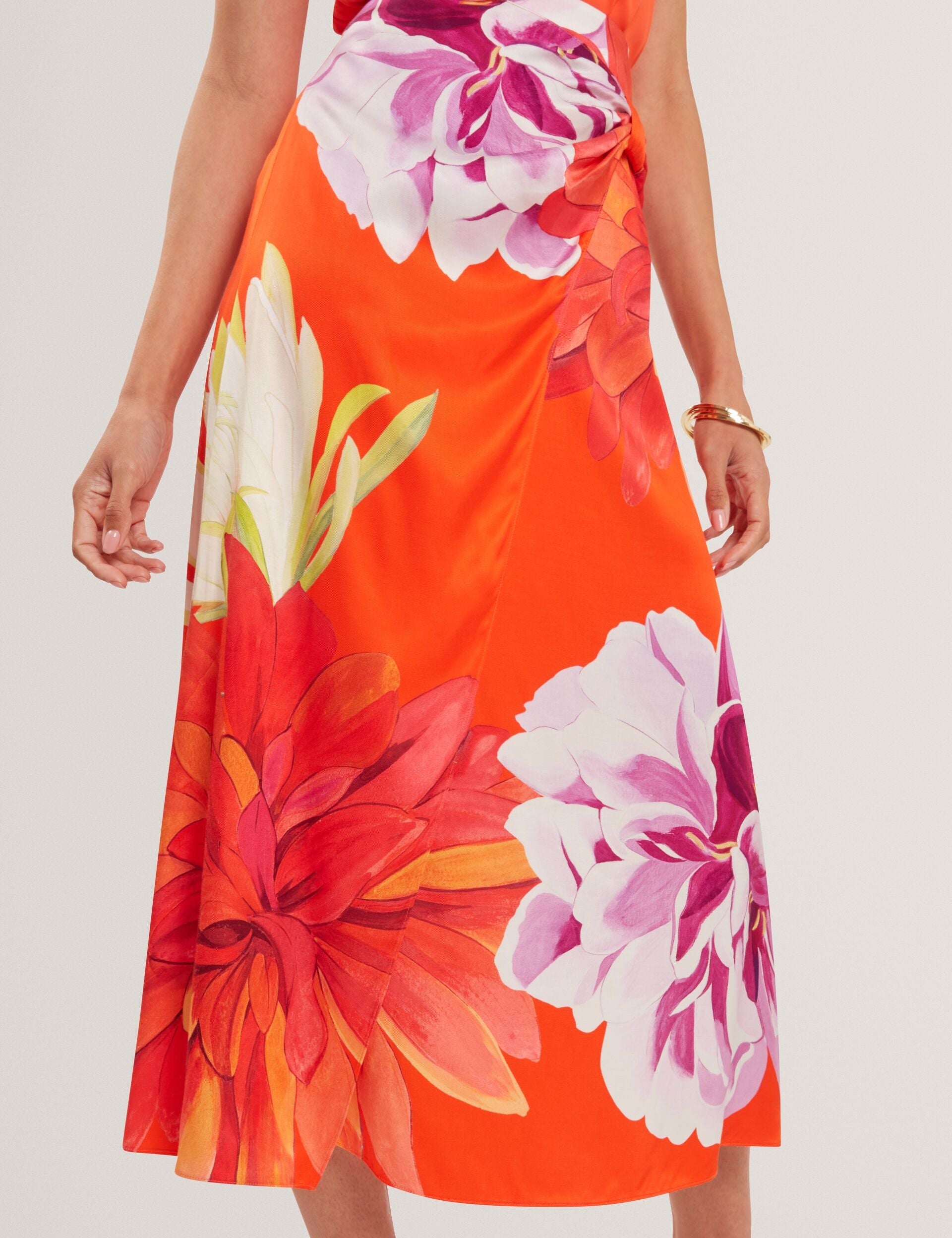Ted Baker Neoa Bold Floral Print Wrapover Midi Skirt Women's