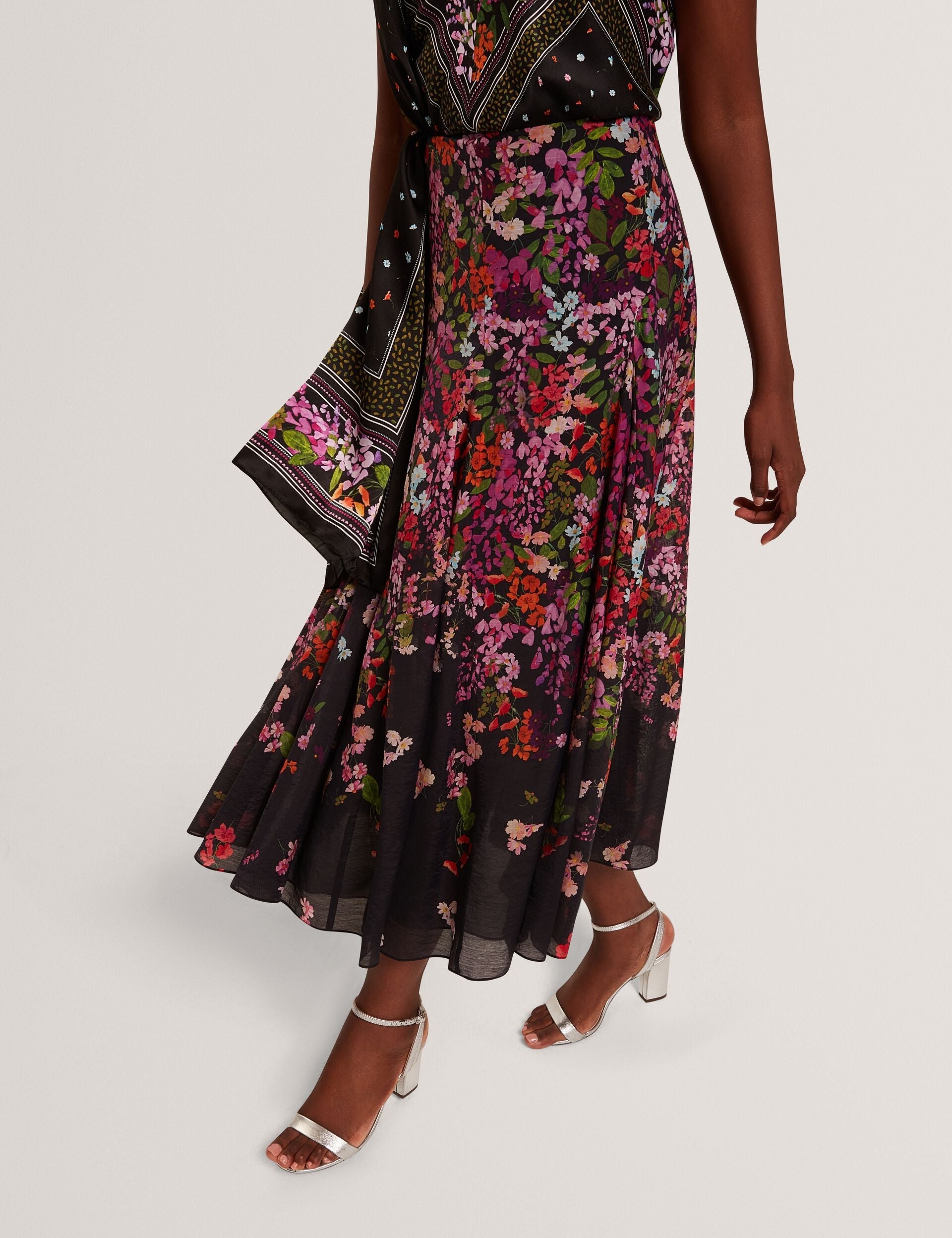 Ted Baker Azha Scattered Floral Woven Aline Midi Skirt Women's