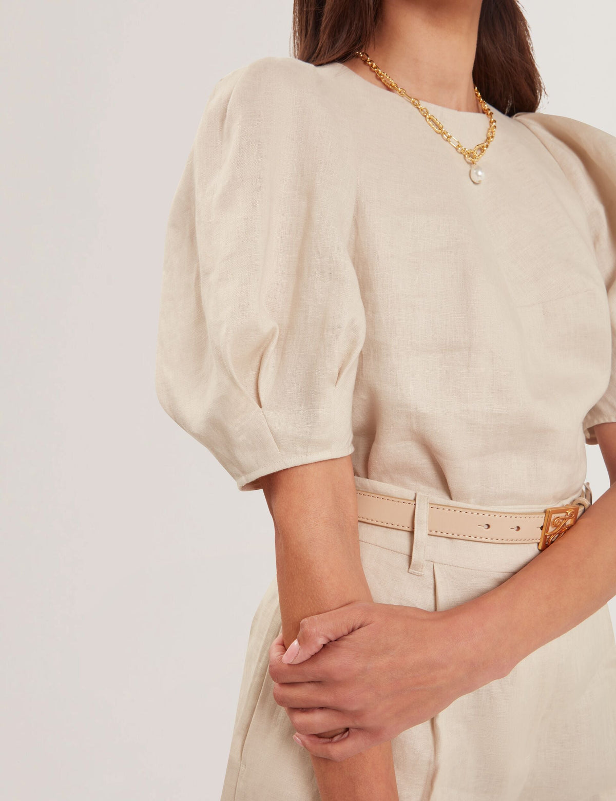 Ted Baker Limarie Shaped Puff Sleeve Pure Linen Top Women's