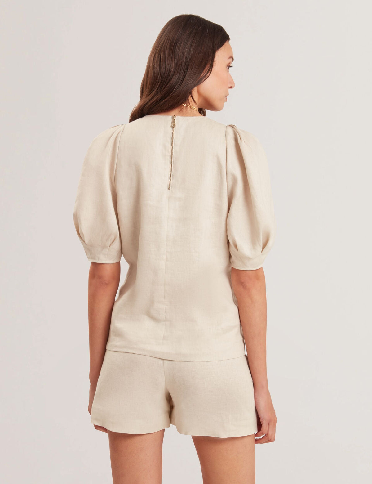 Ted Baker Limarie Shaped Puff Sleeve Pure Linen Top Women's