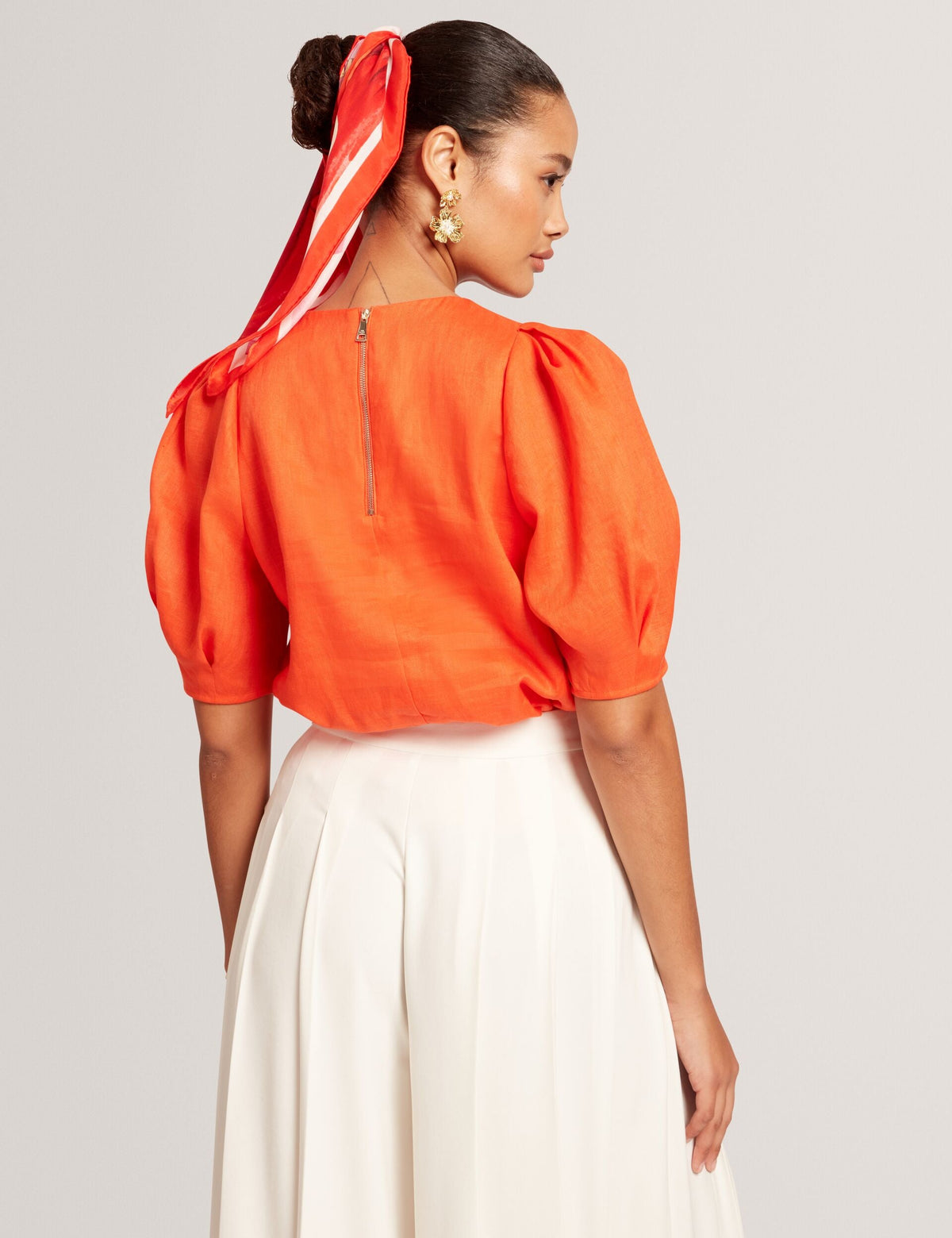 Ted Baker Limarie Shaped Puff Sleeve Pure Linen Top Women's