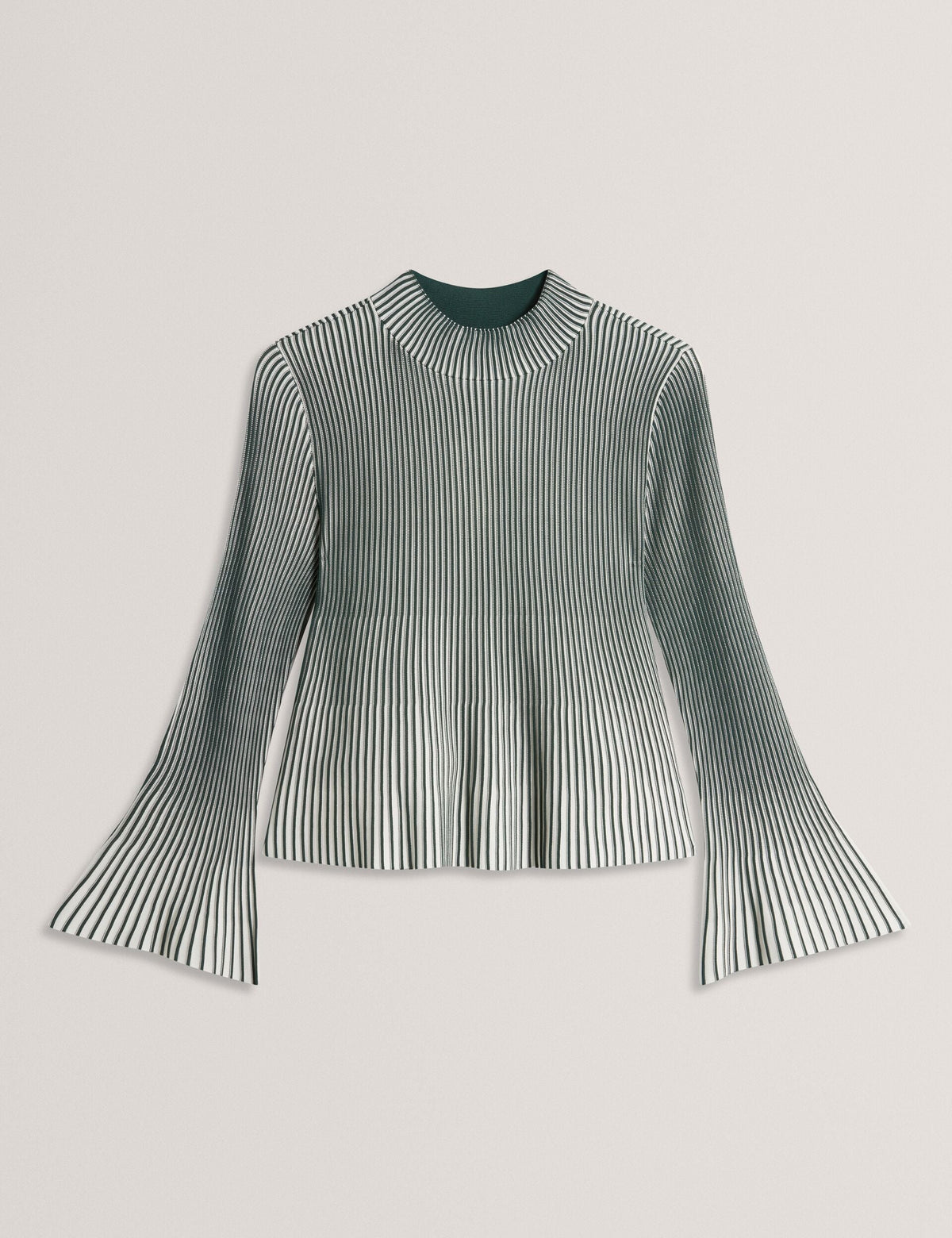 Ted Baker Aeris Striped Rib Knit Flared Long Sleeve Top Women's