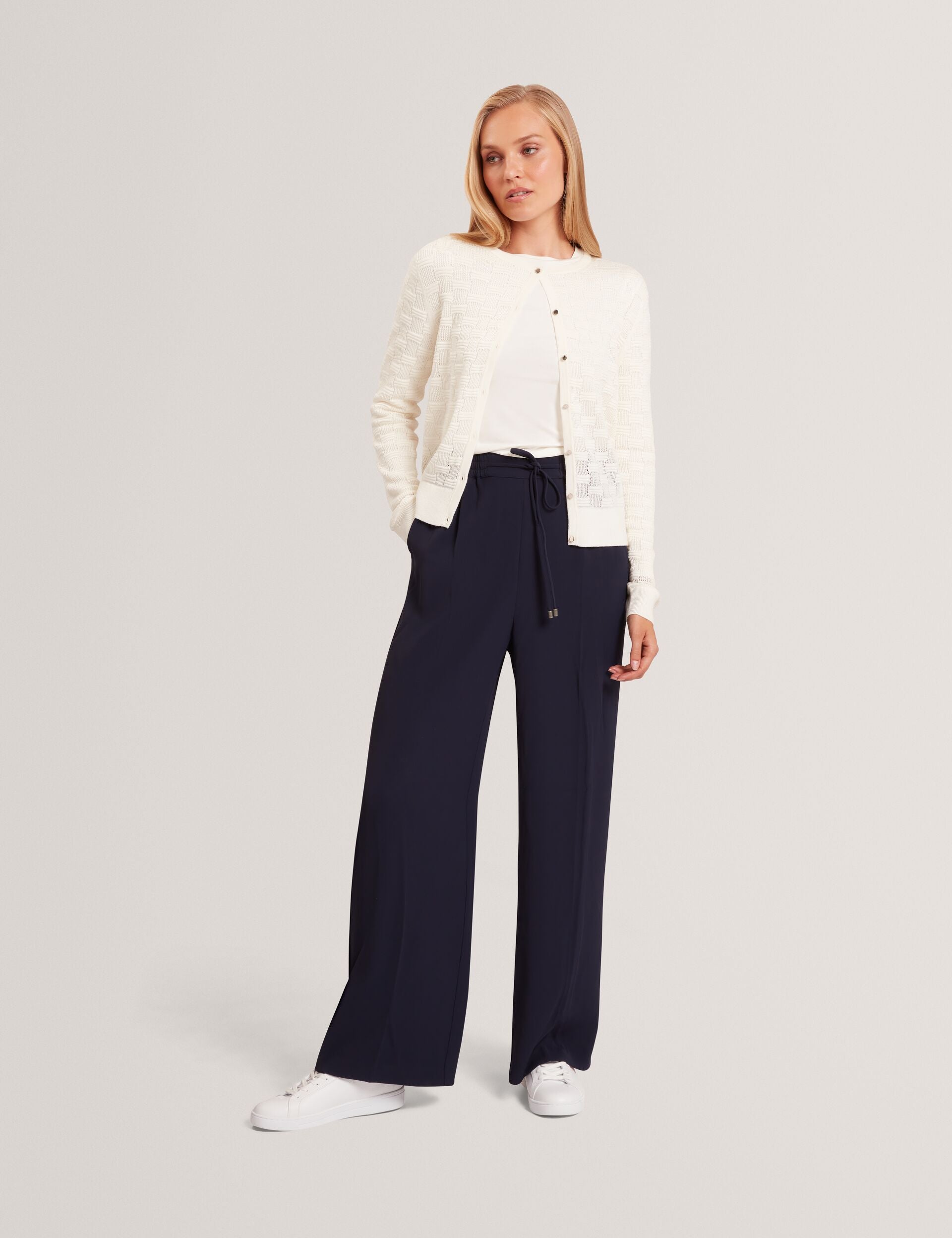 Ted Baker Cahrie Silk Blend Textured Knit Crew Neck Cardigan Women's