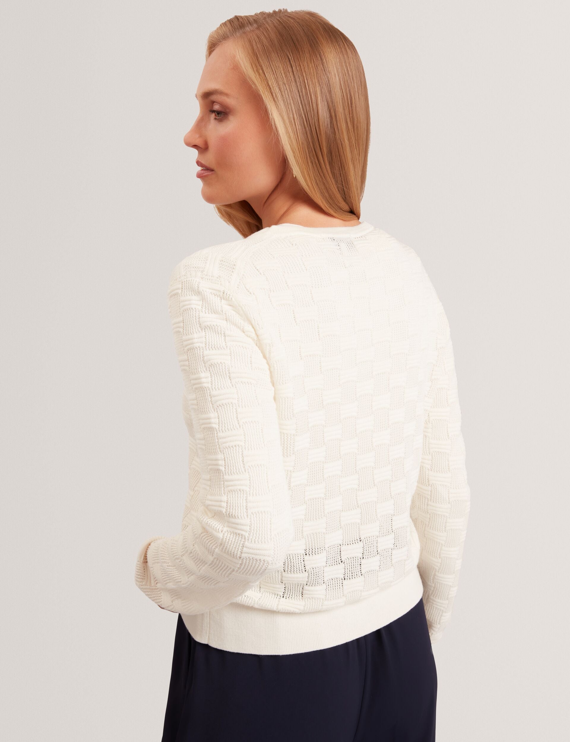 Ted Baker Cahrie Silk Blend Textured Knit Crew Neck Cardigan Women's
