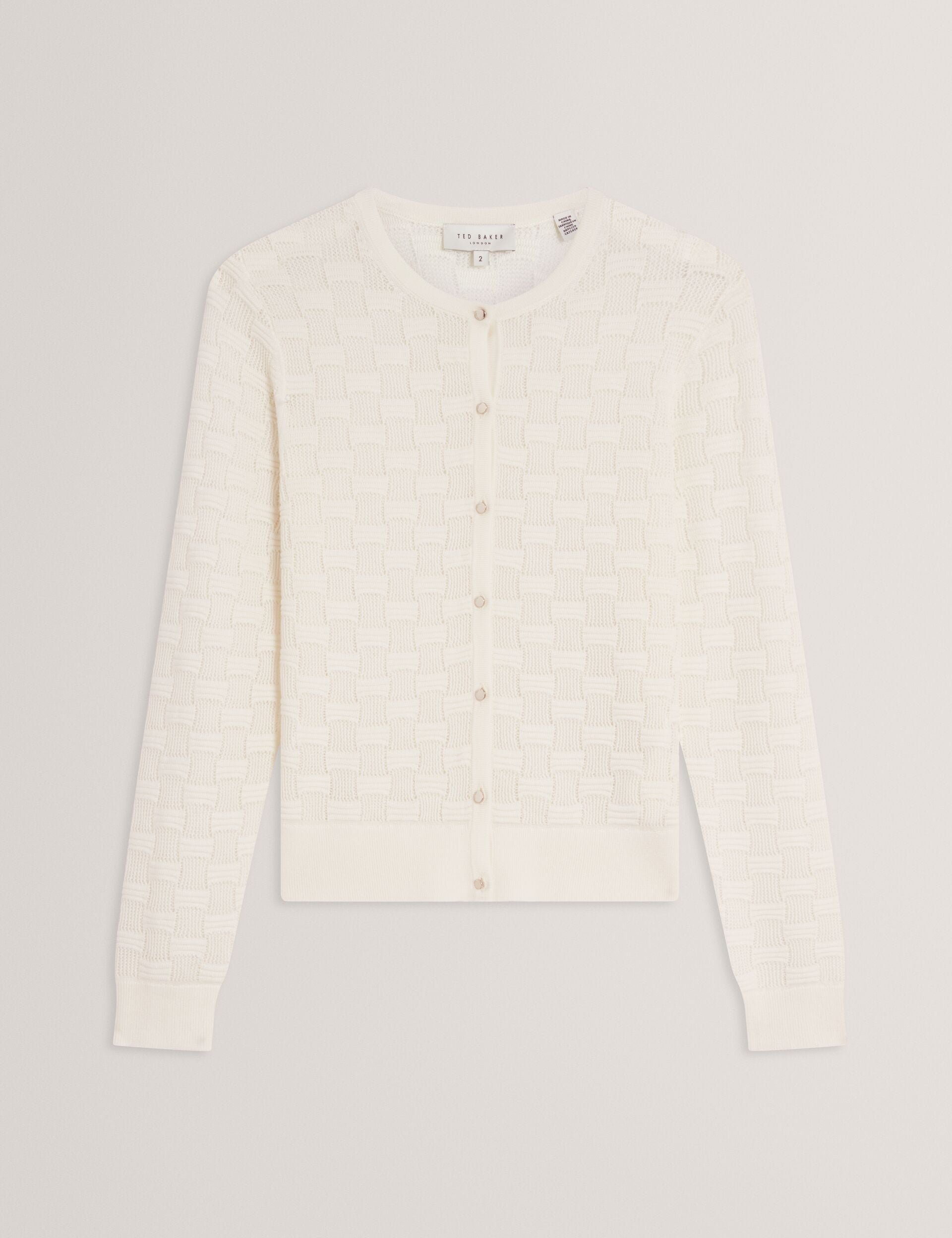 Ted Baker Cahrie Silk Blend Textured Knit Crew Neck Cardigan Women's
