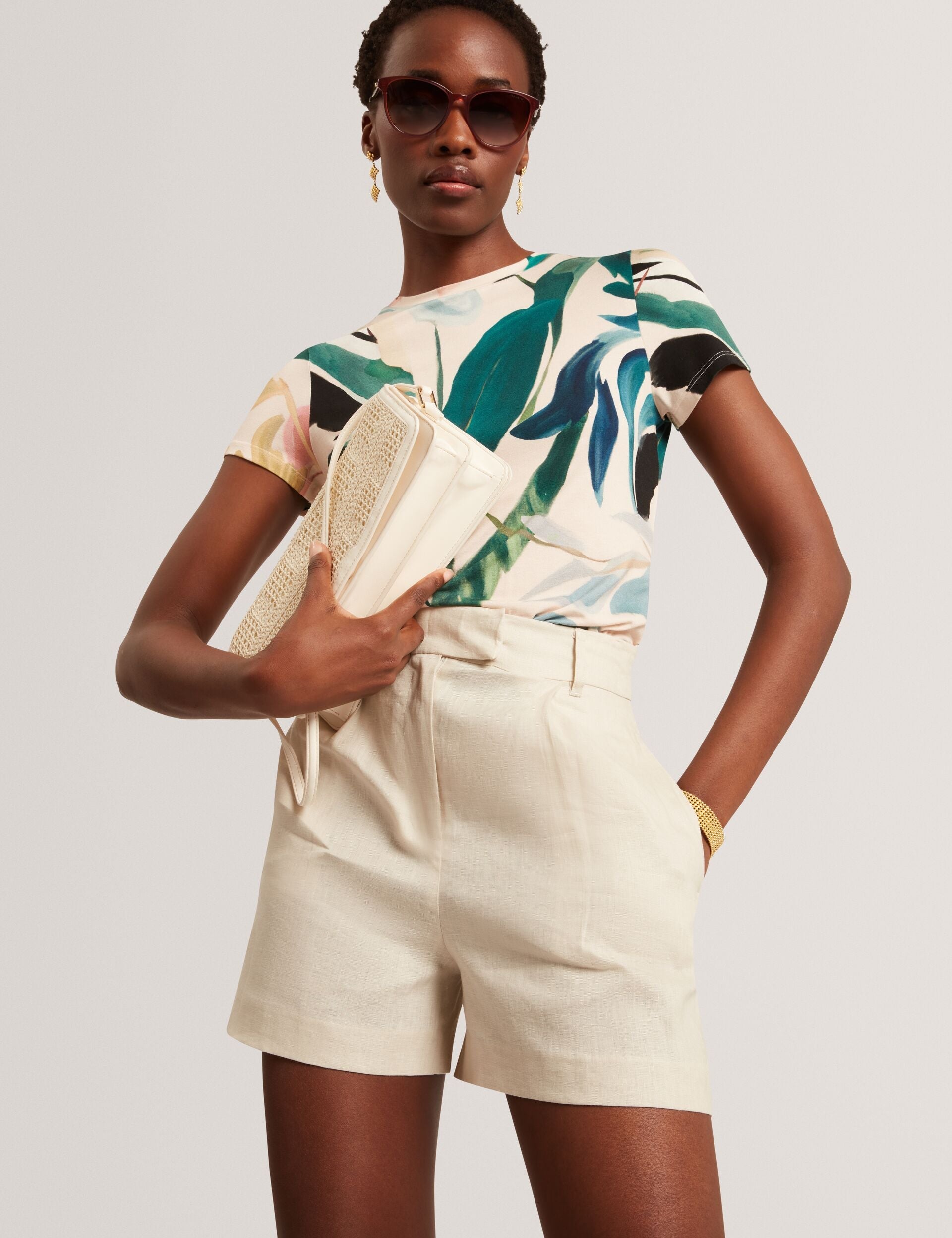 Ted Baker Spira Pure Linen High Waisted Tailored Shorts Women's