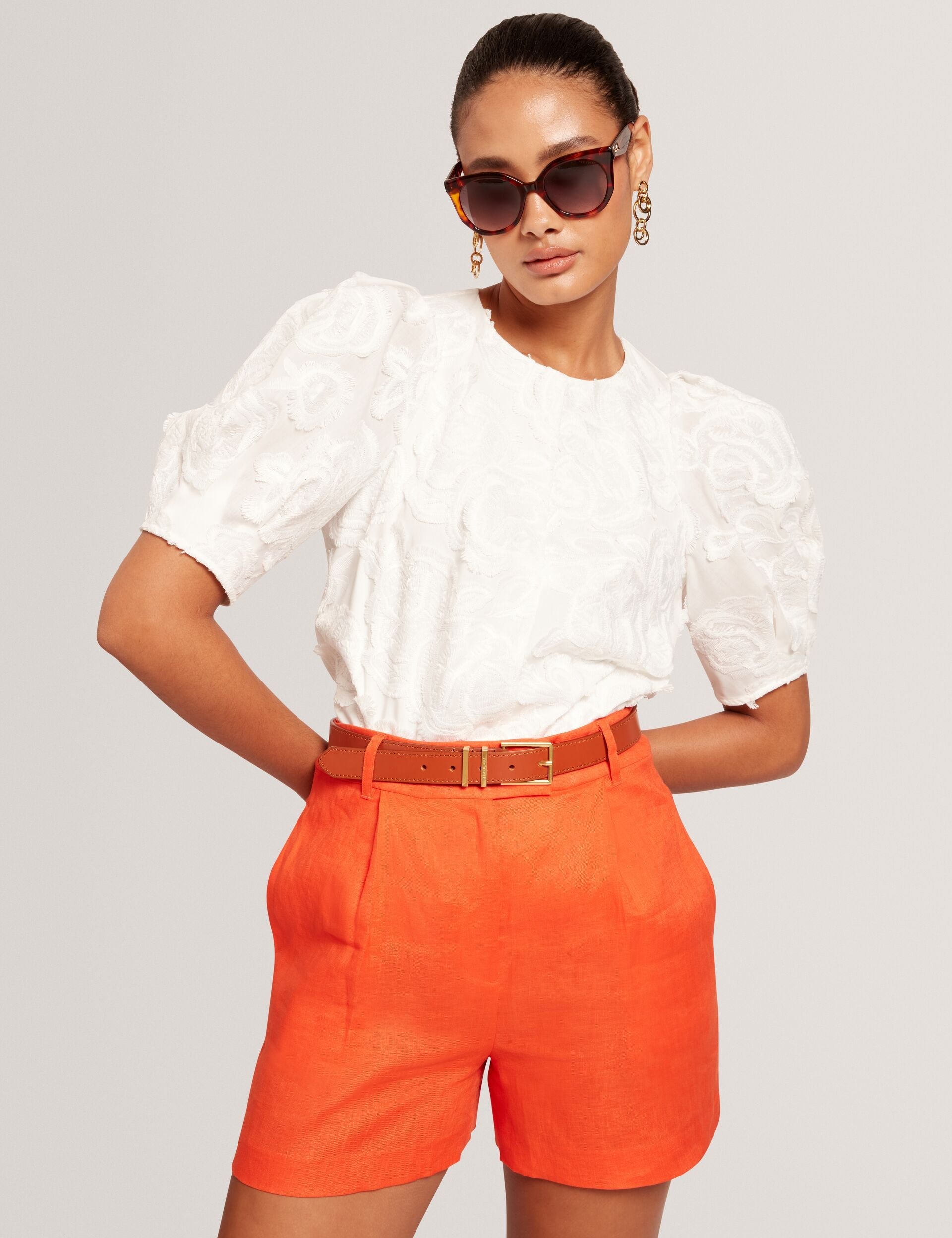 Ted Baker Spira Pure Linen High Waisted Tailored Shorts Women's